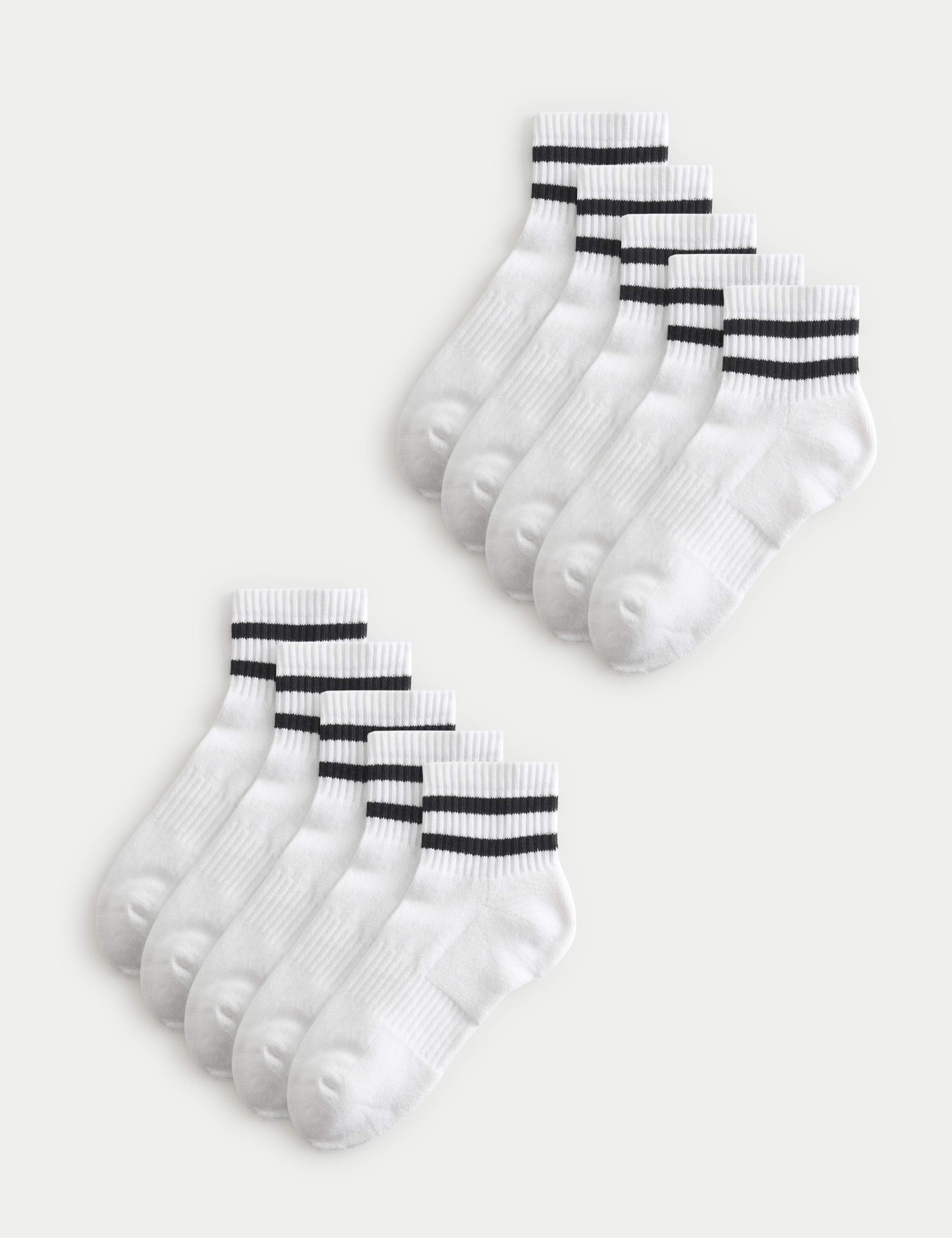 3 Pack Cotton Rich Striped Quarter Socks