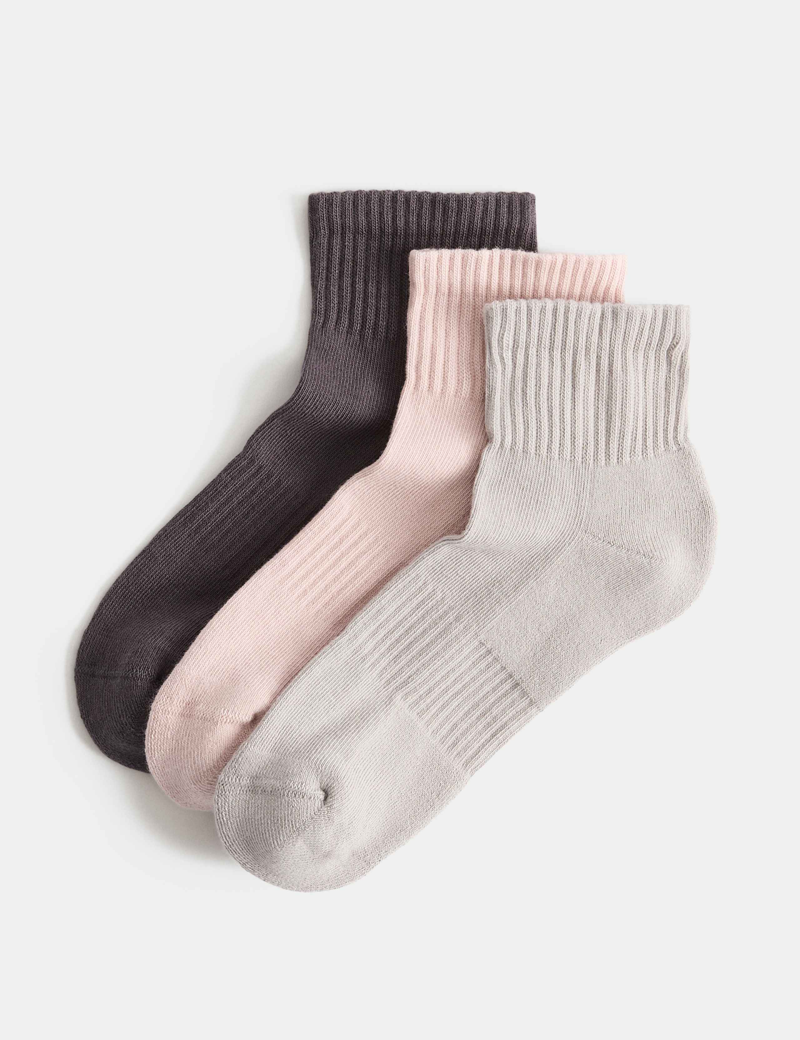 3 Pack Cotton Rich Quarter Socks