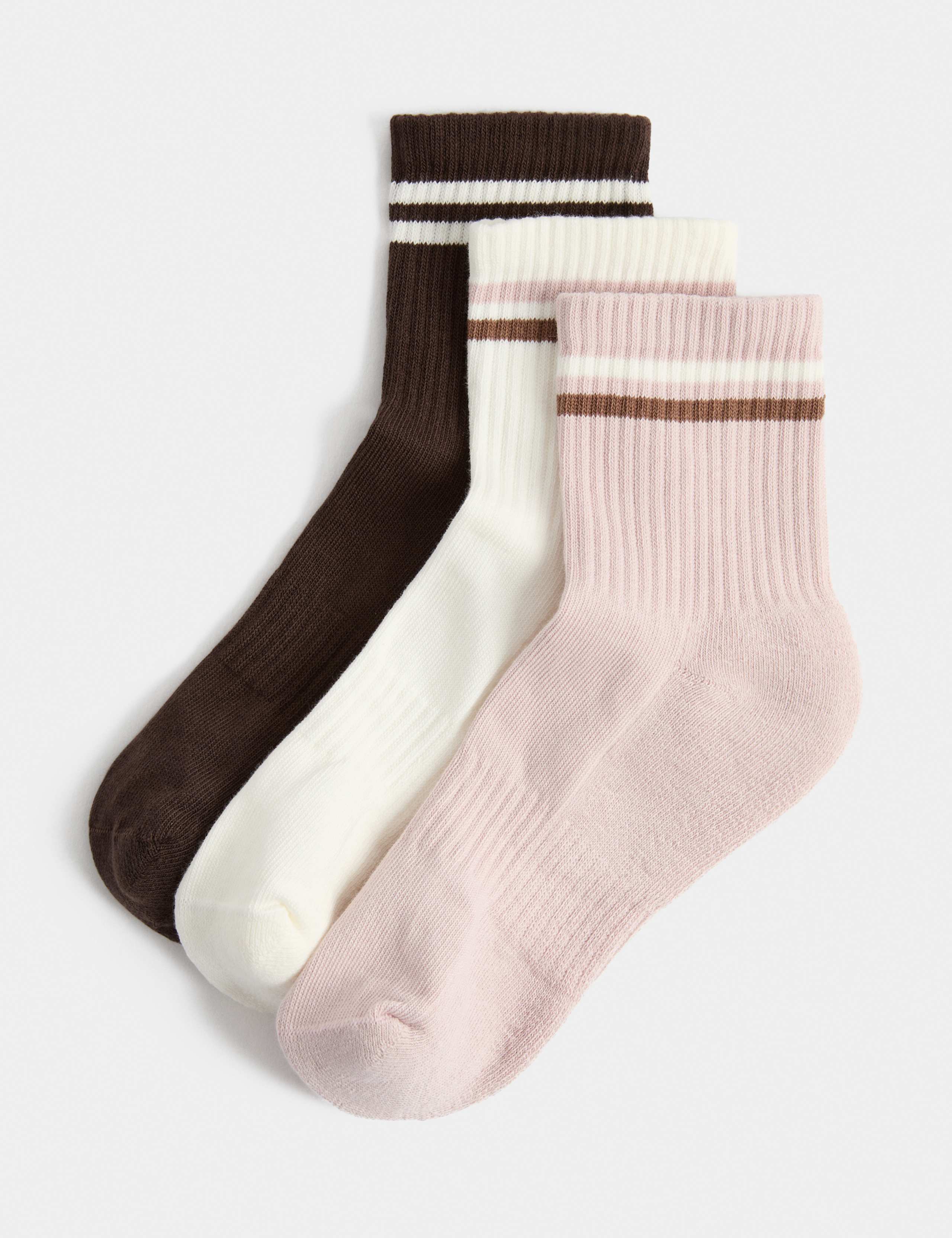 3 Pack Cotton Rich Striped Crew Socks