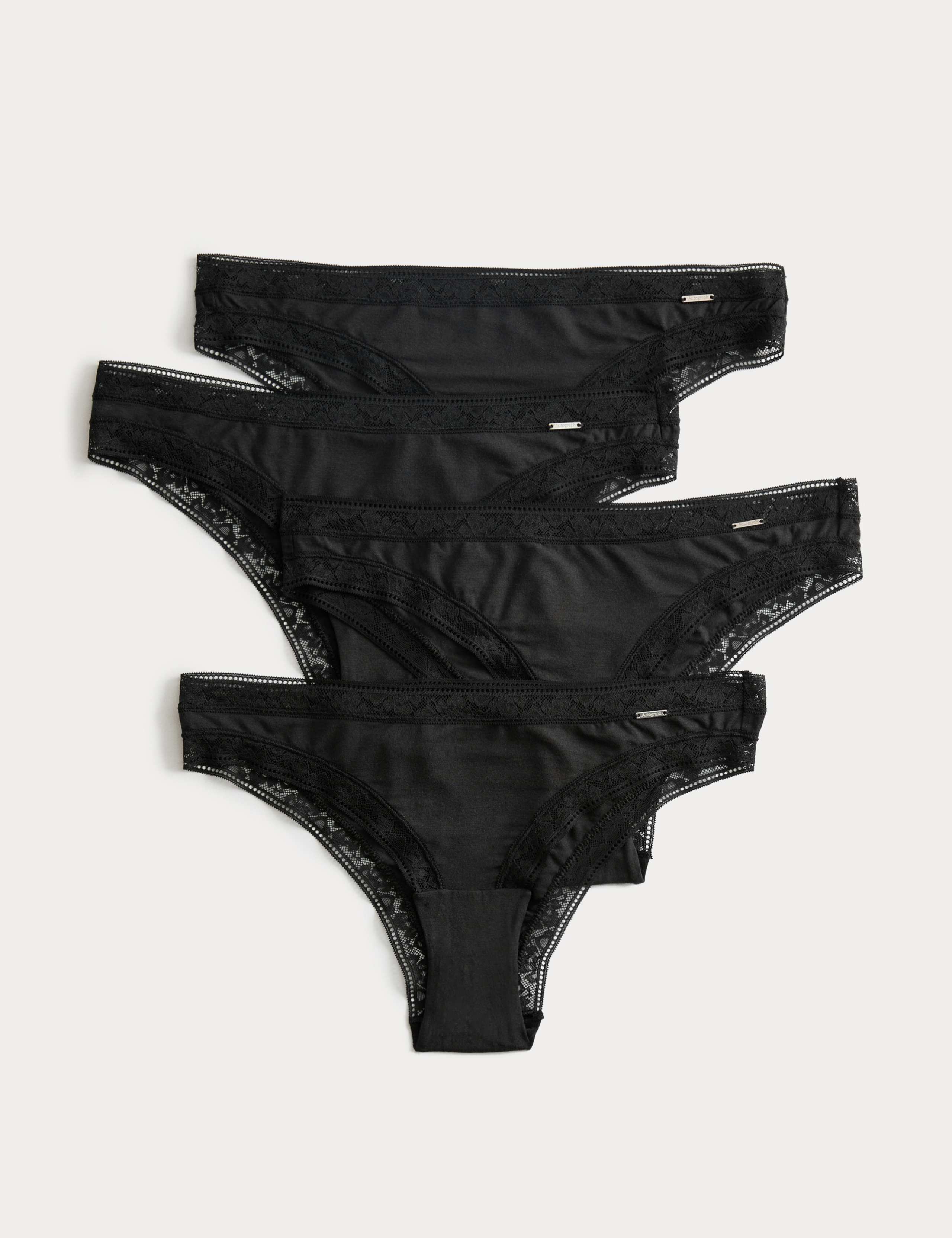 4pk Modal Blend Brazilian Knickers with Silk