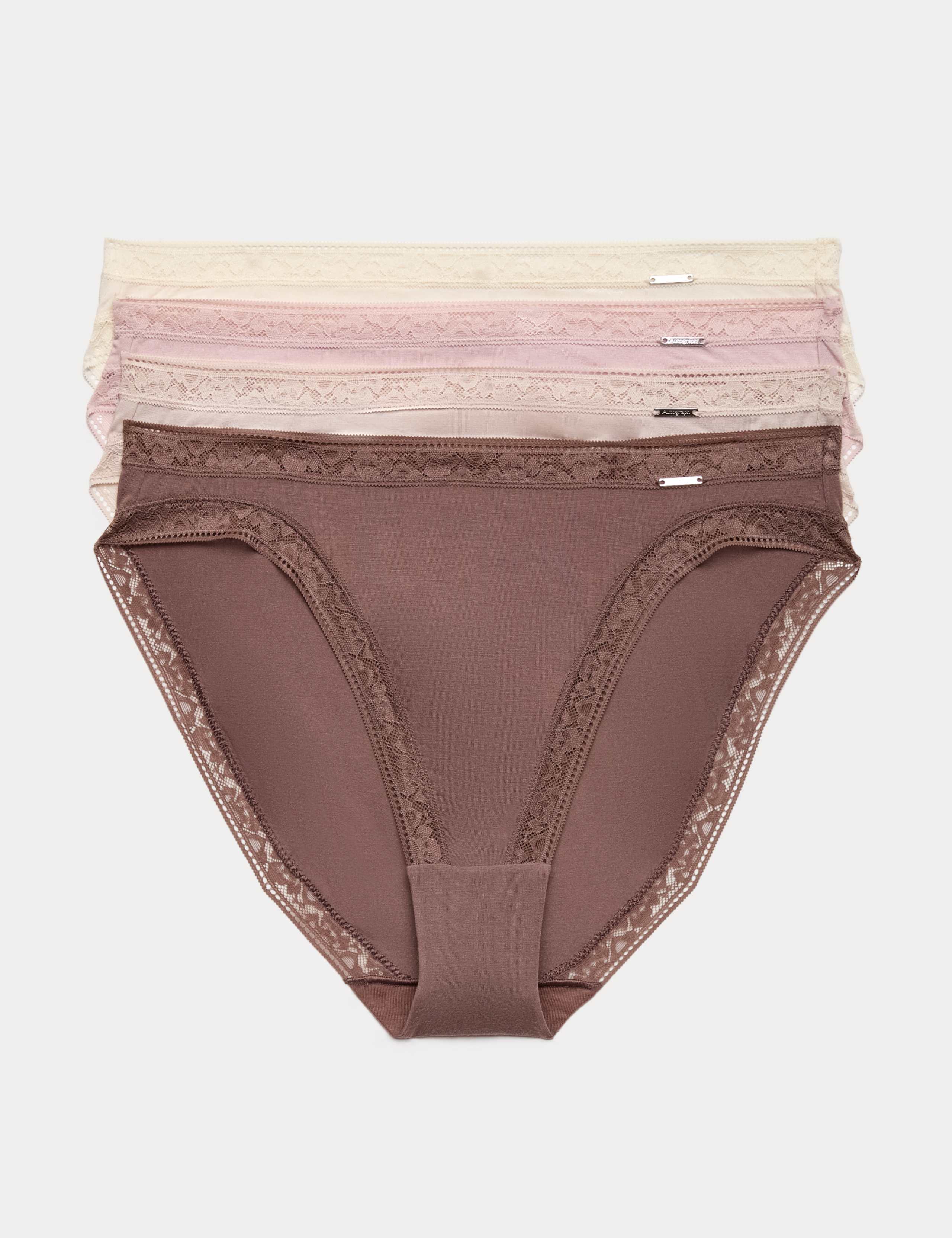 4pk Modal Rich with Silk High Leg Knickers