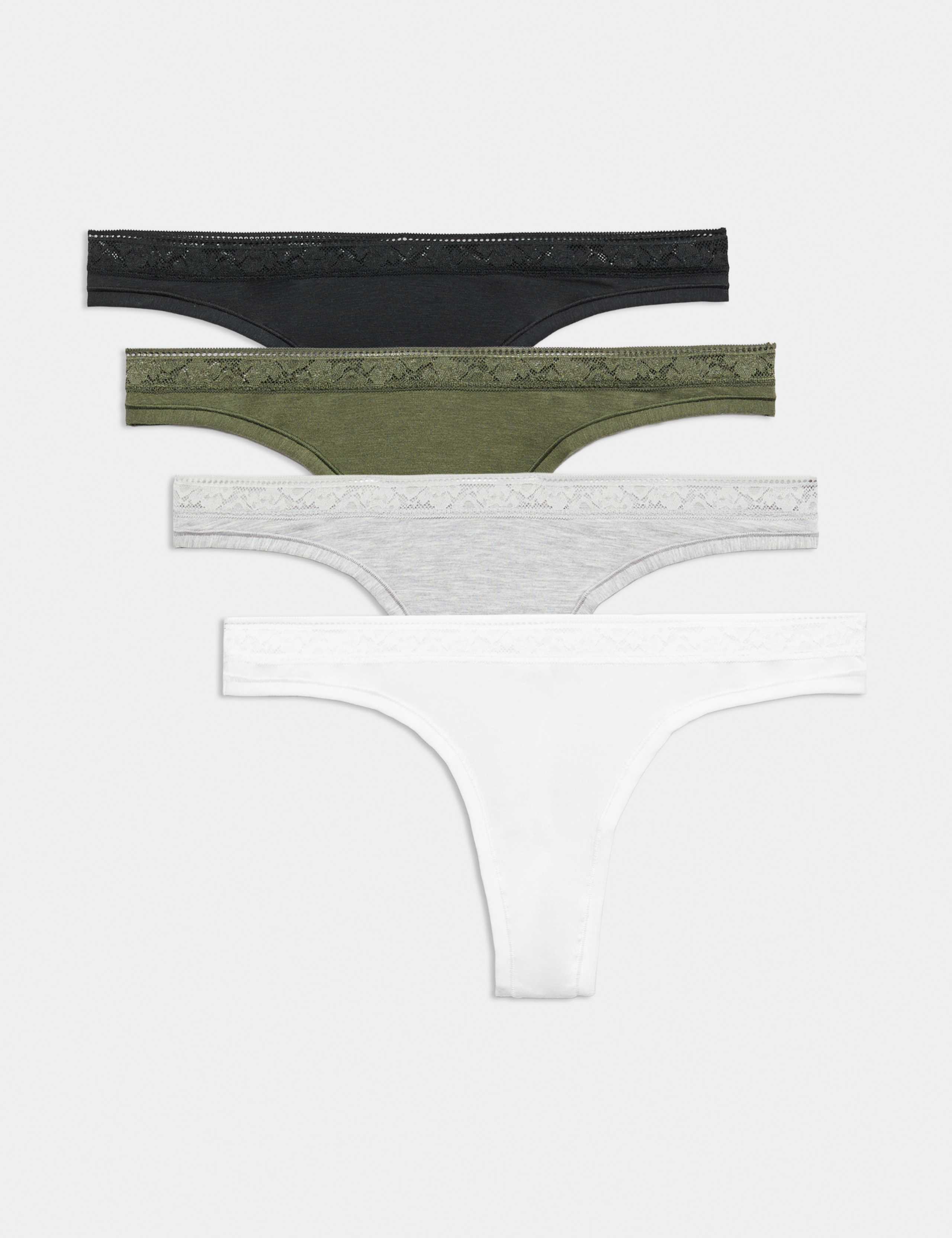 4 Pack Modal with Silk & Lace Thongs