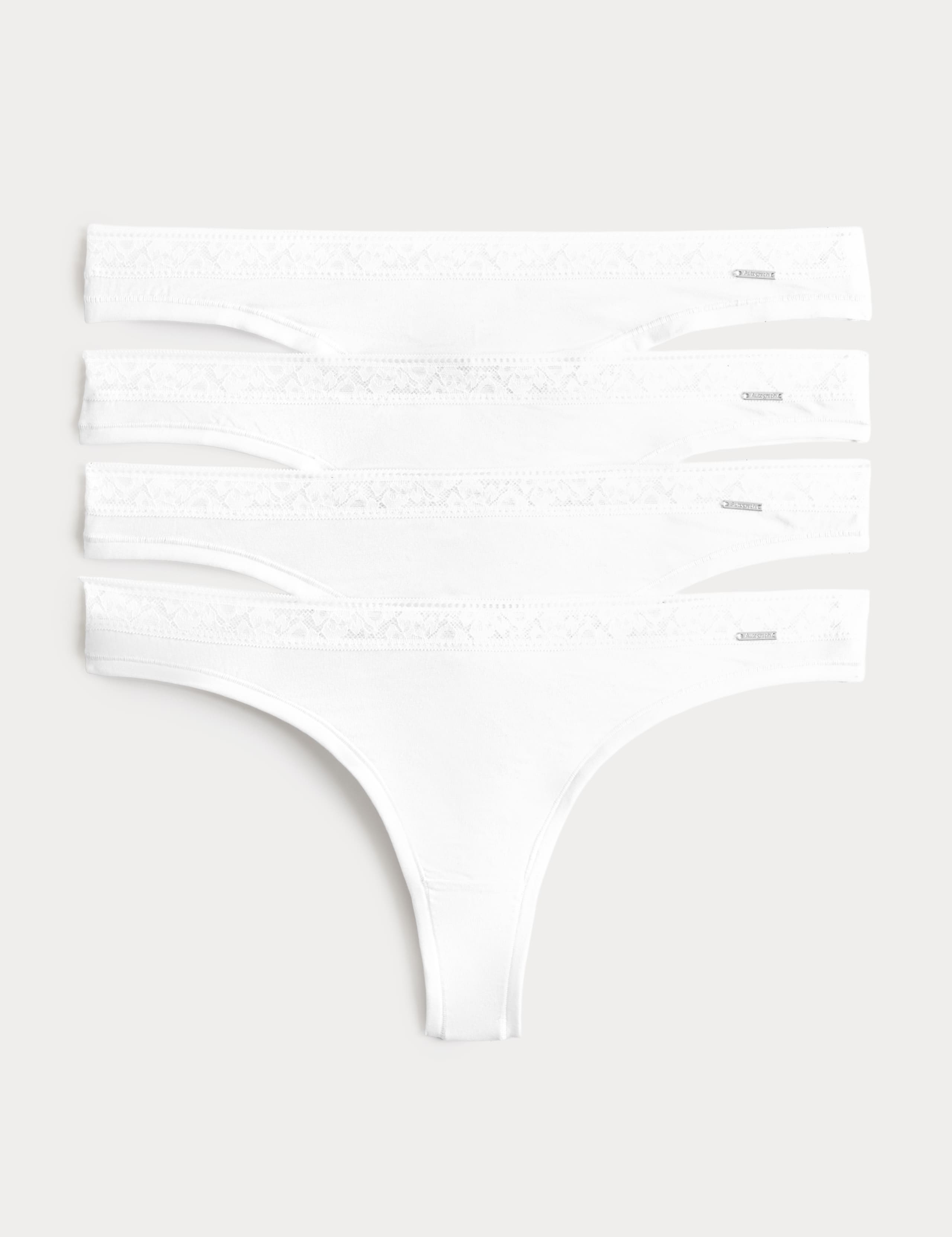 4 Pack Modal with Silk & Lace Thongs