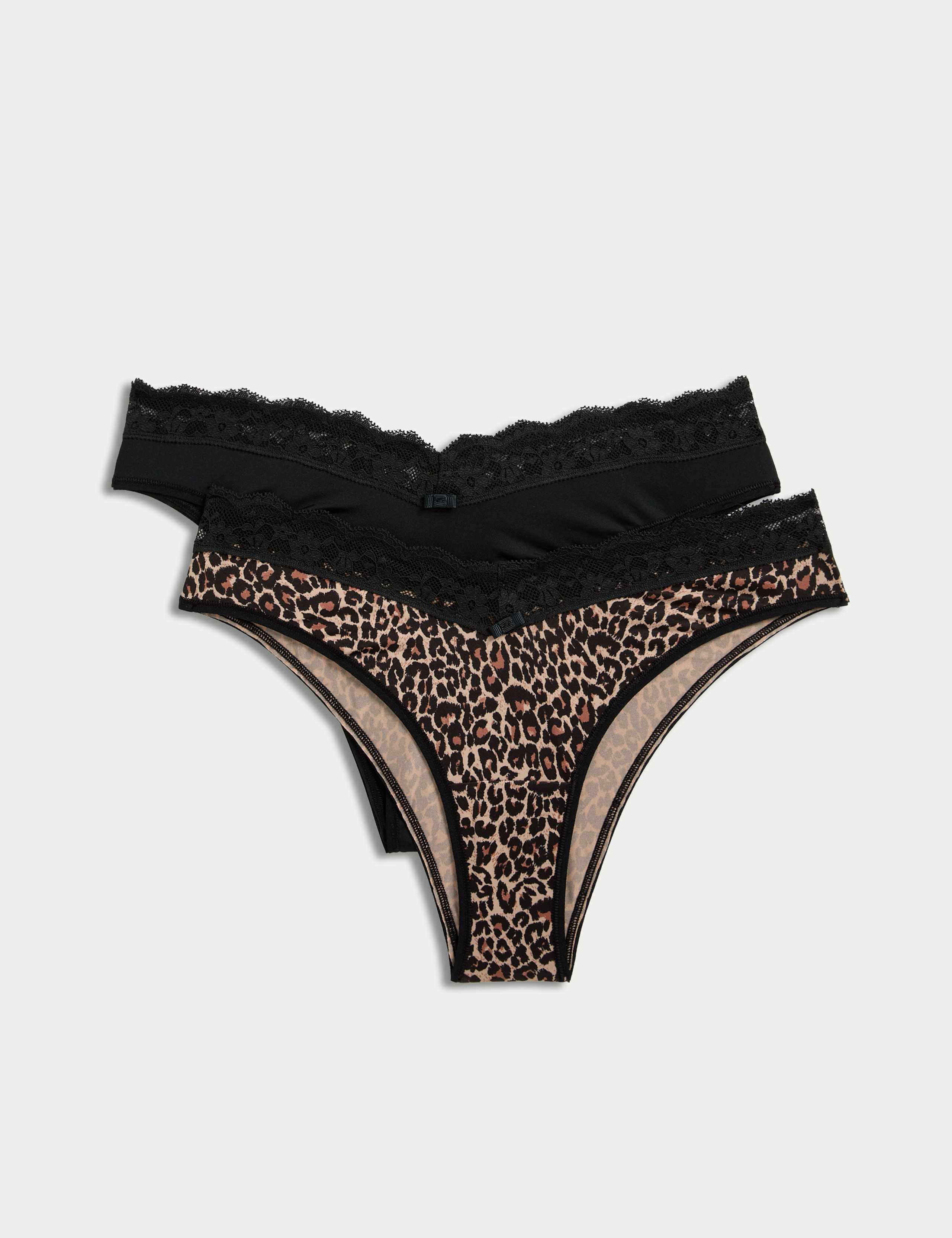 2pk Lace Trim Miami Knickers
