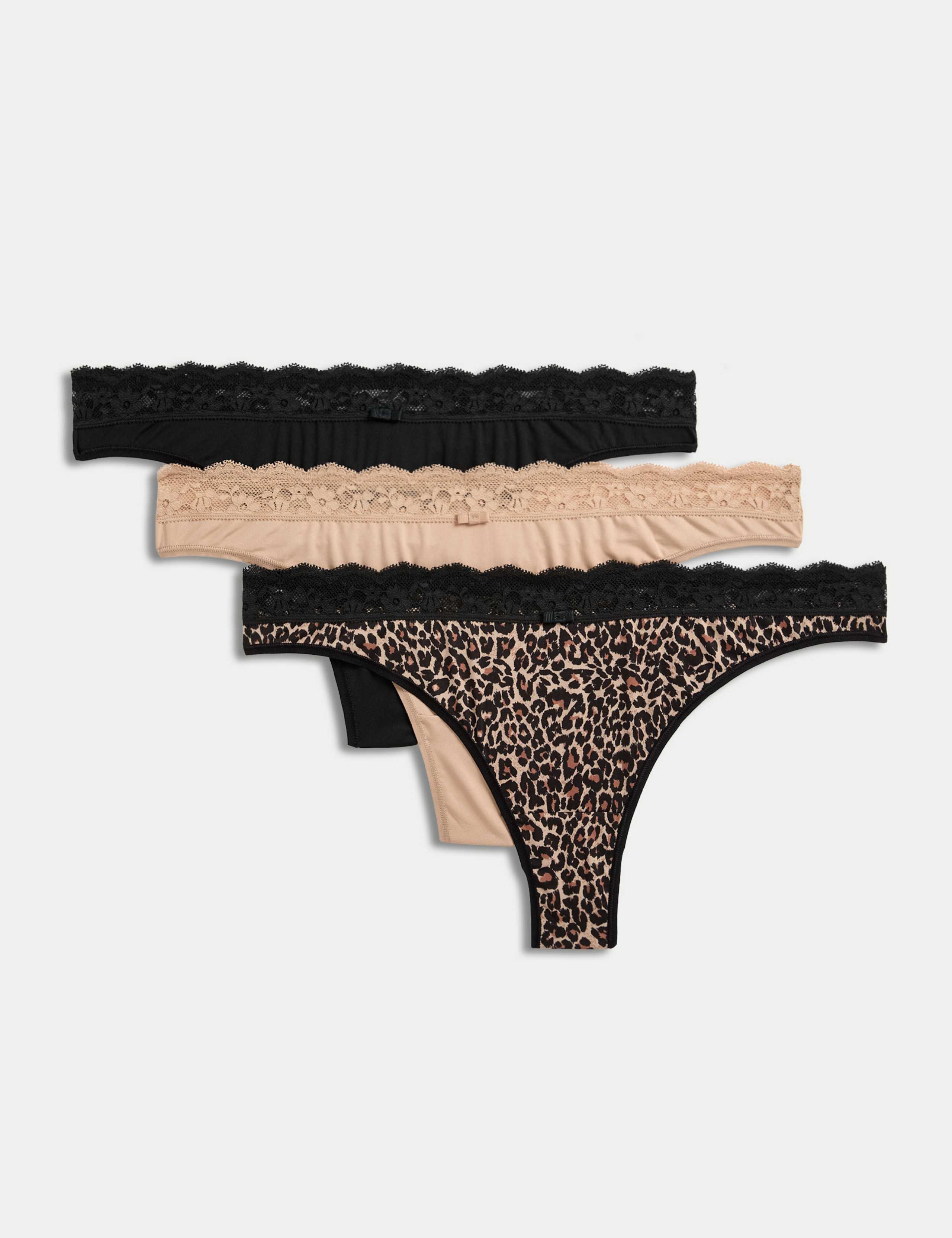3pk Lace Trim Thongs