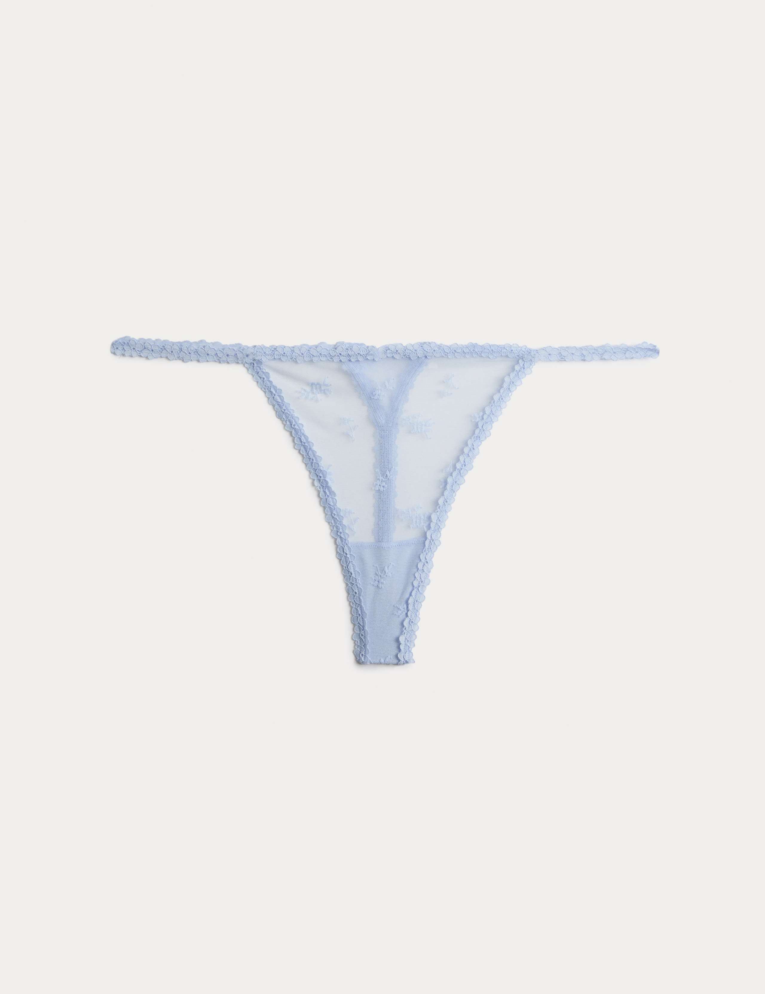 Floral Mock Embroidery Tanga Thong