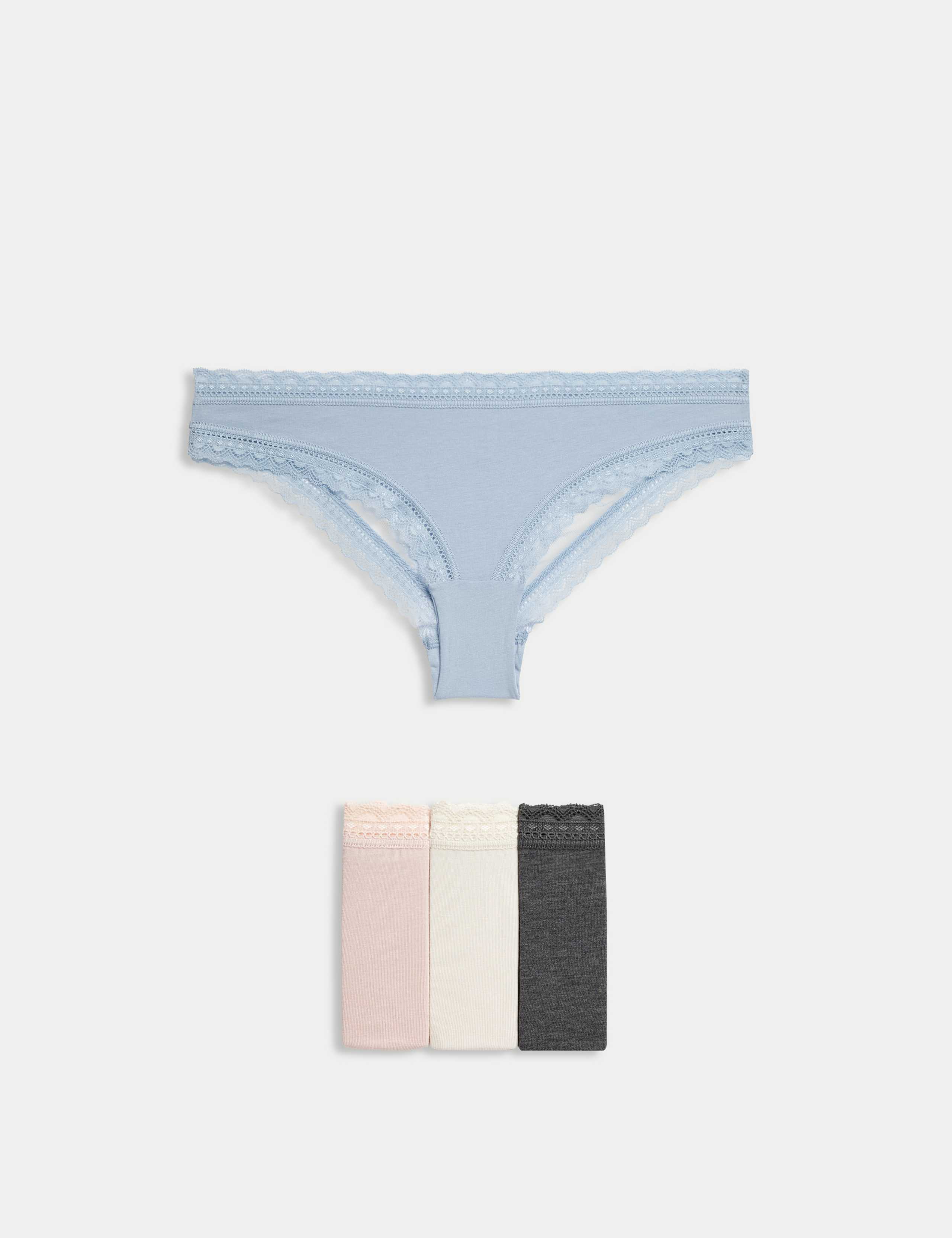 4pk Modal & Lace Brazillian Knickers