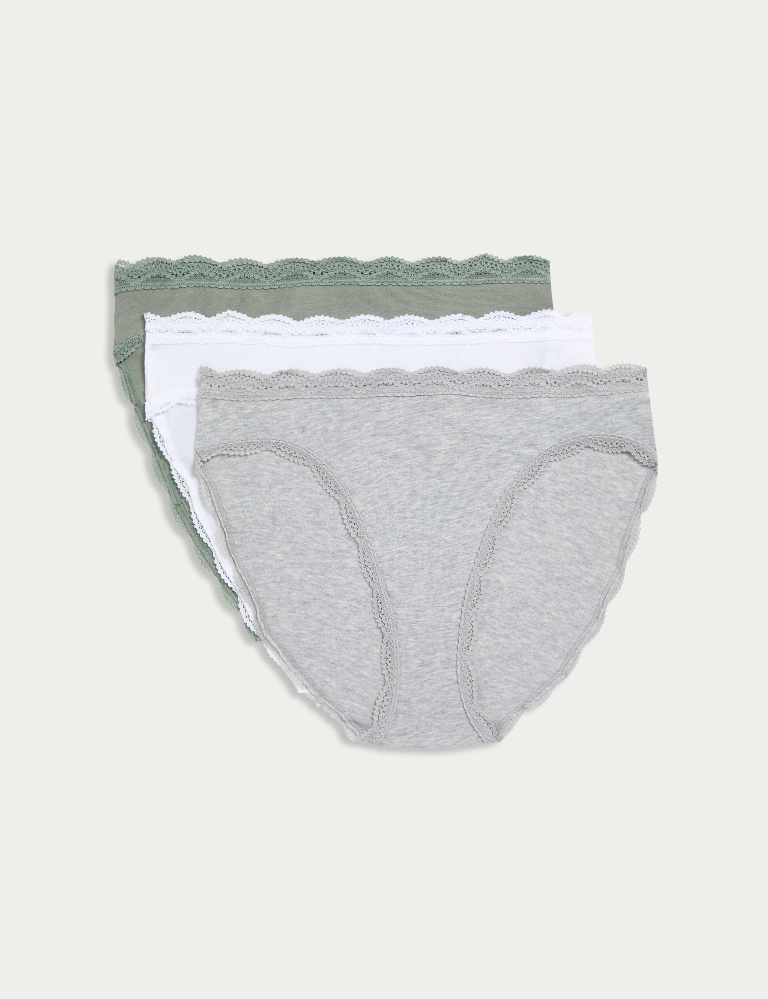 3pk Cotton Rich High Leg Knickers