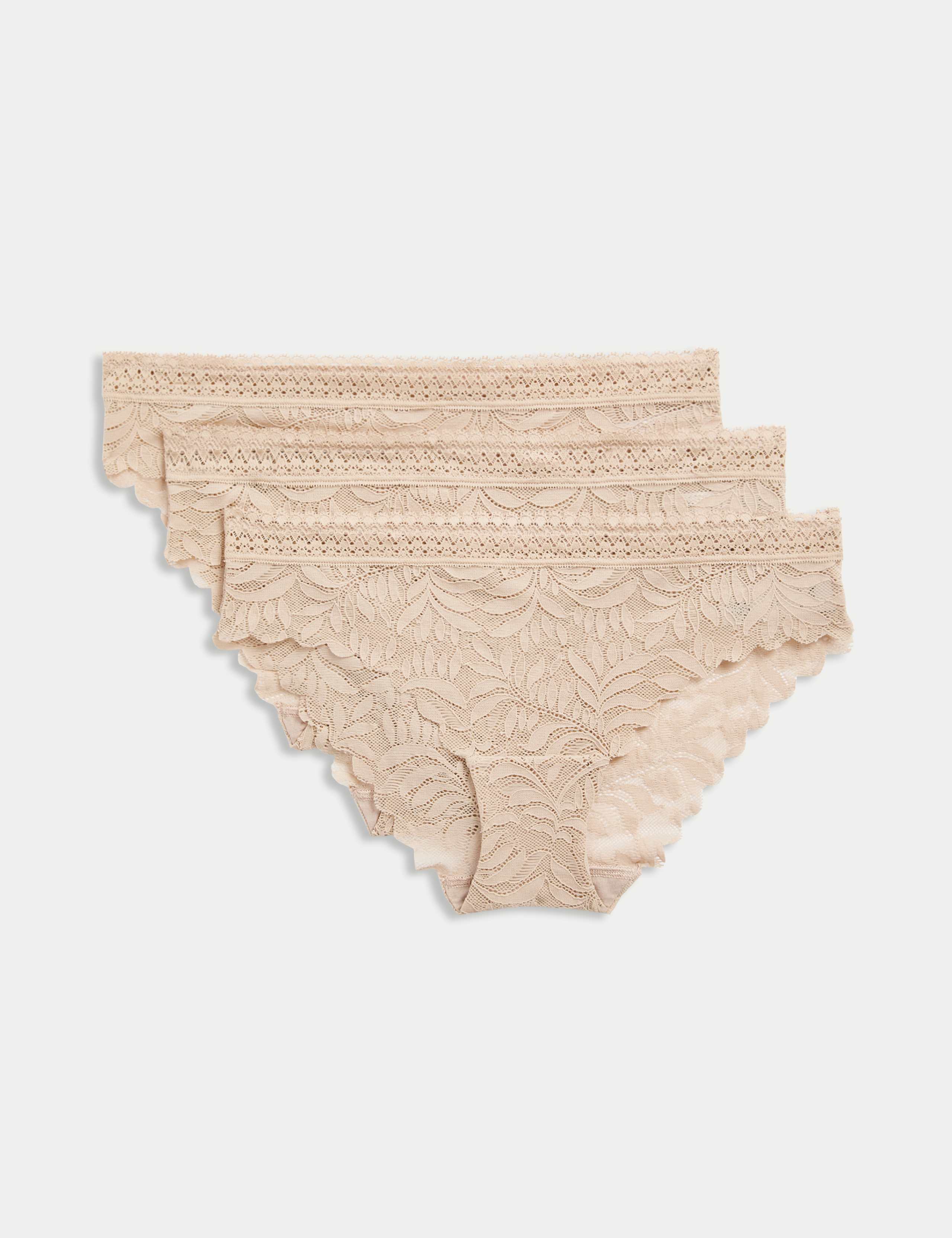 3pk Flexifit™ Lace Brazilian Knickers