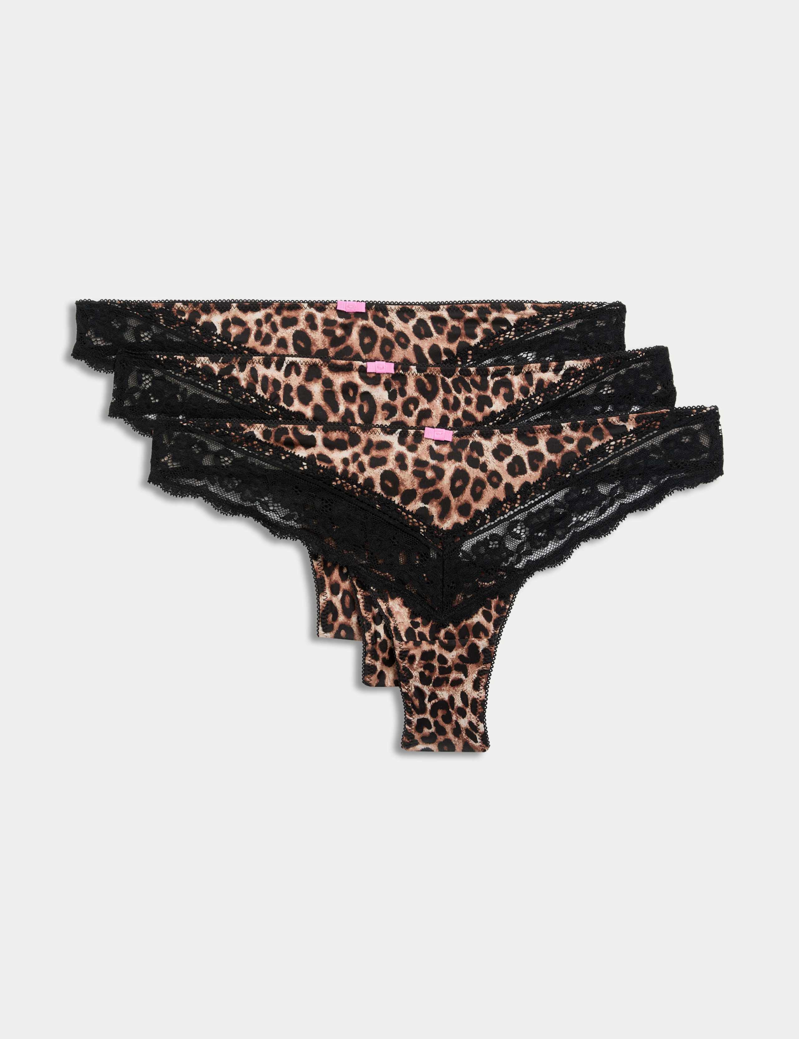 3pk Animal Print Thongs