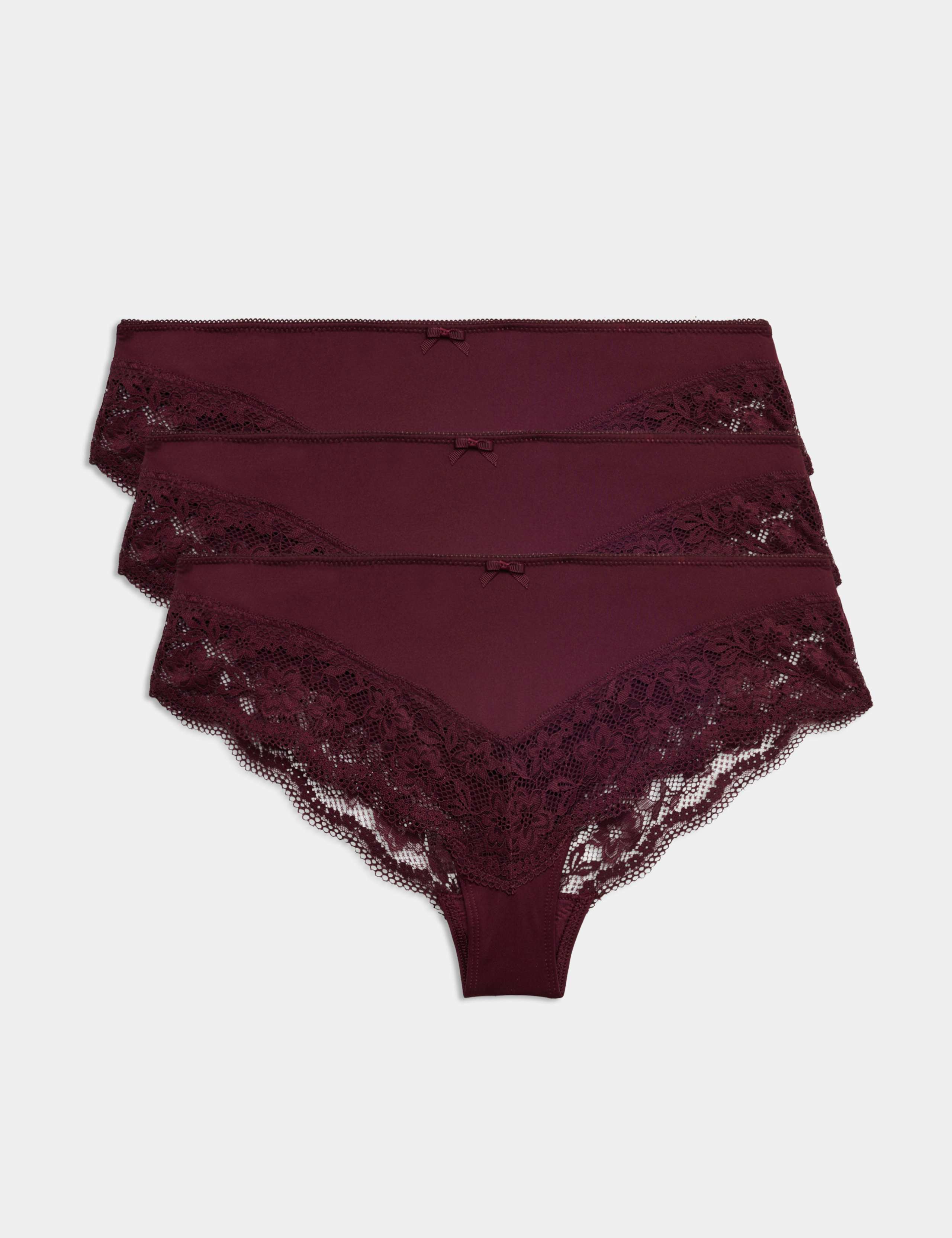 3 Pack Jasmine Lace Trim Brazilian Knickers