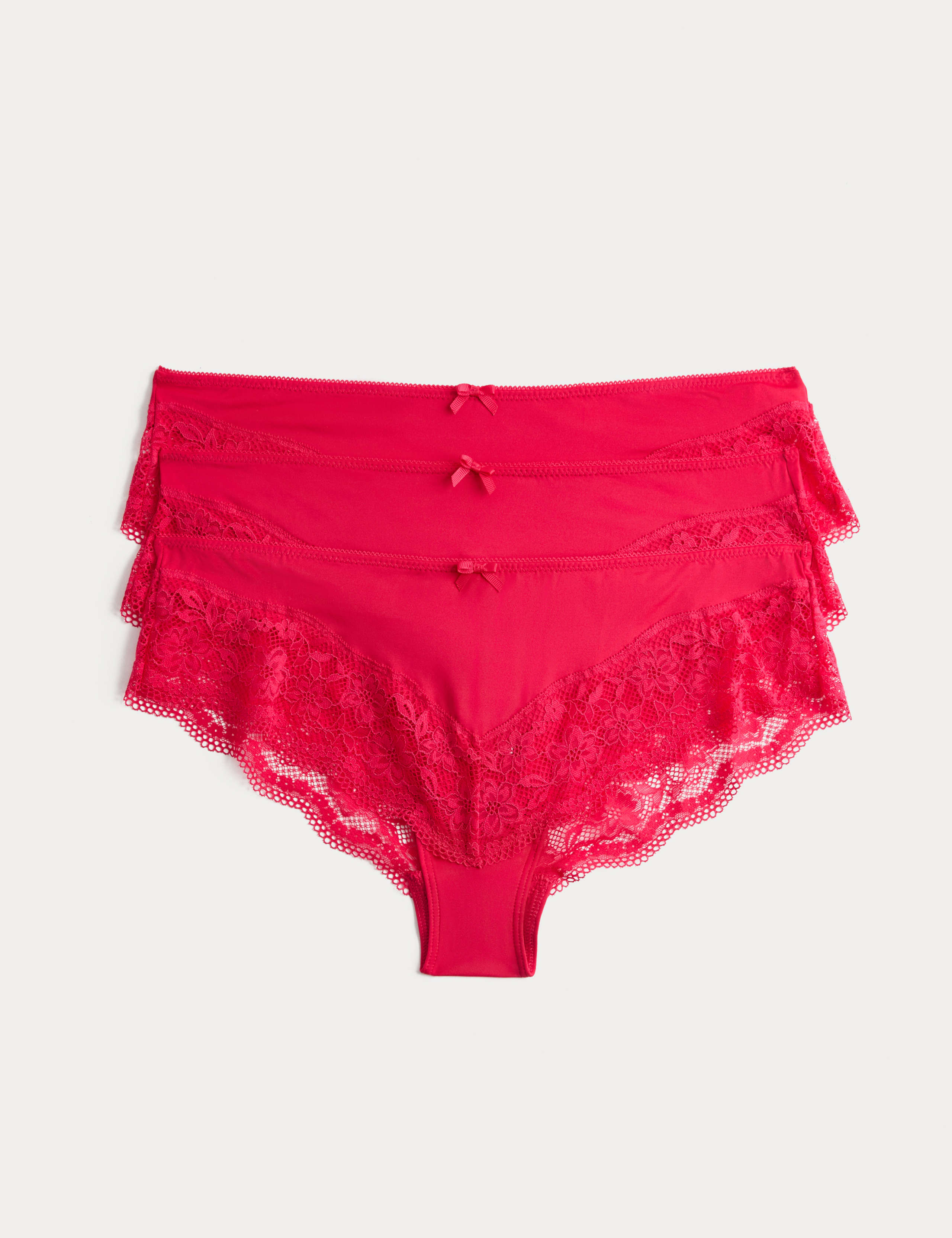 3pk Lace Trim Brazilian Knickers