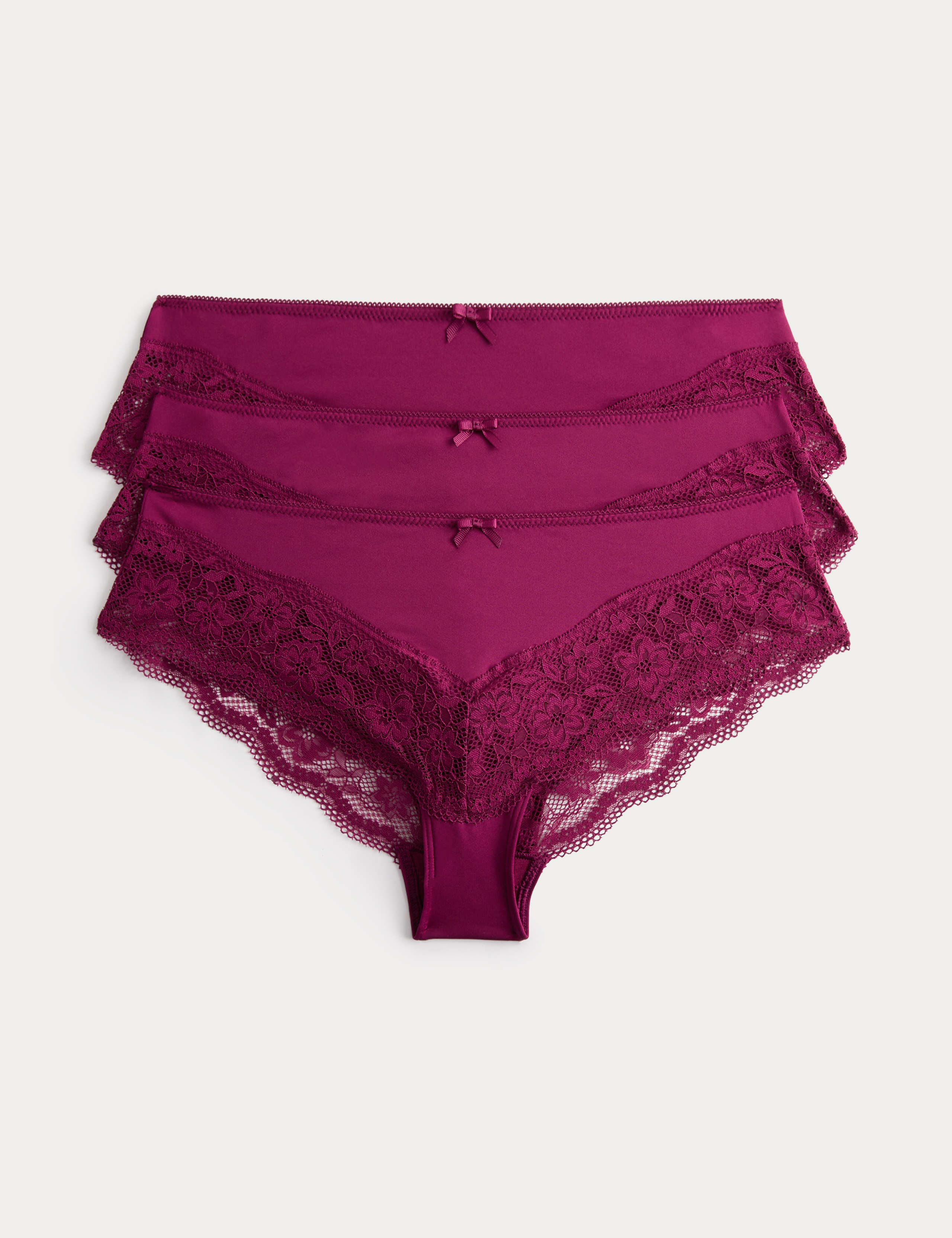 3pk Lace Trim Brazilian Knickers