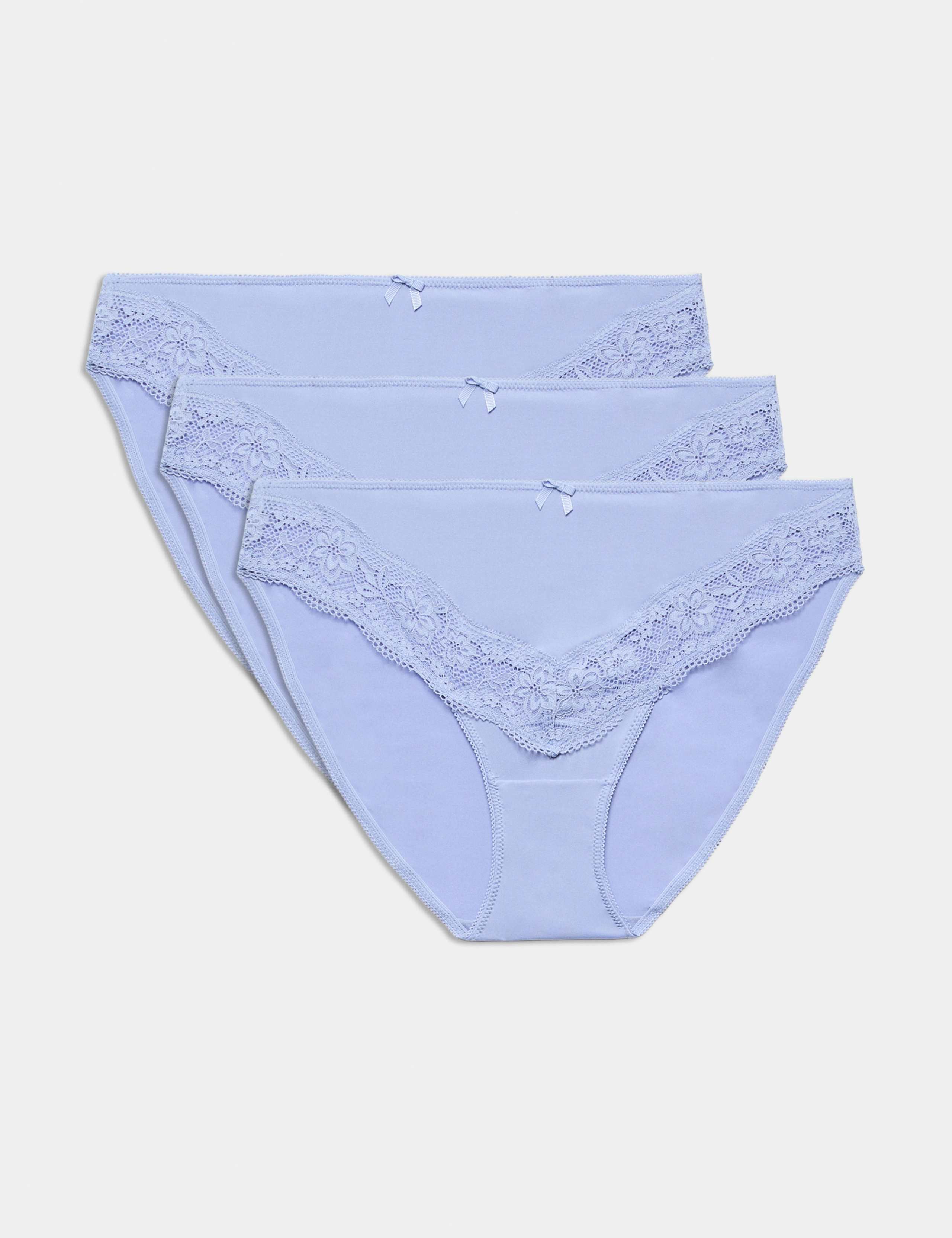 3 Pack Jasmine Lace Trim High Leg Knickers