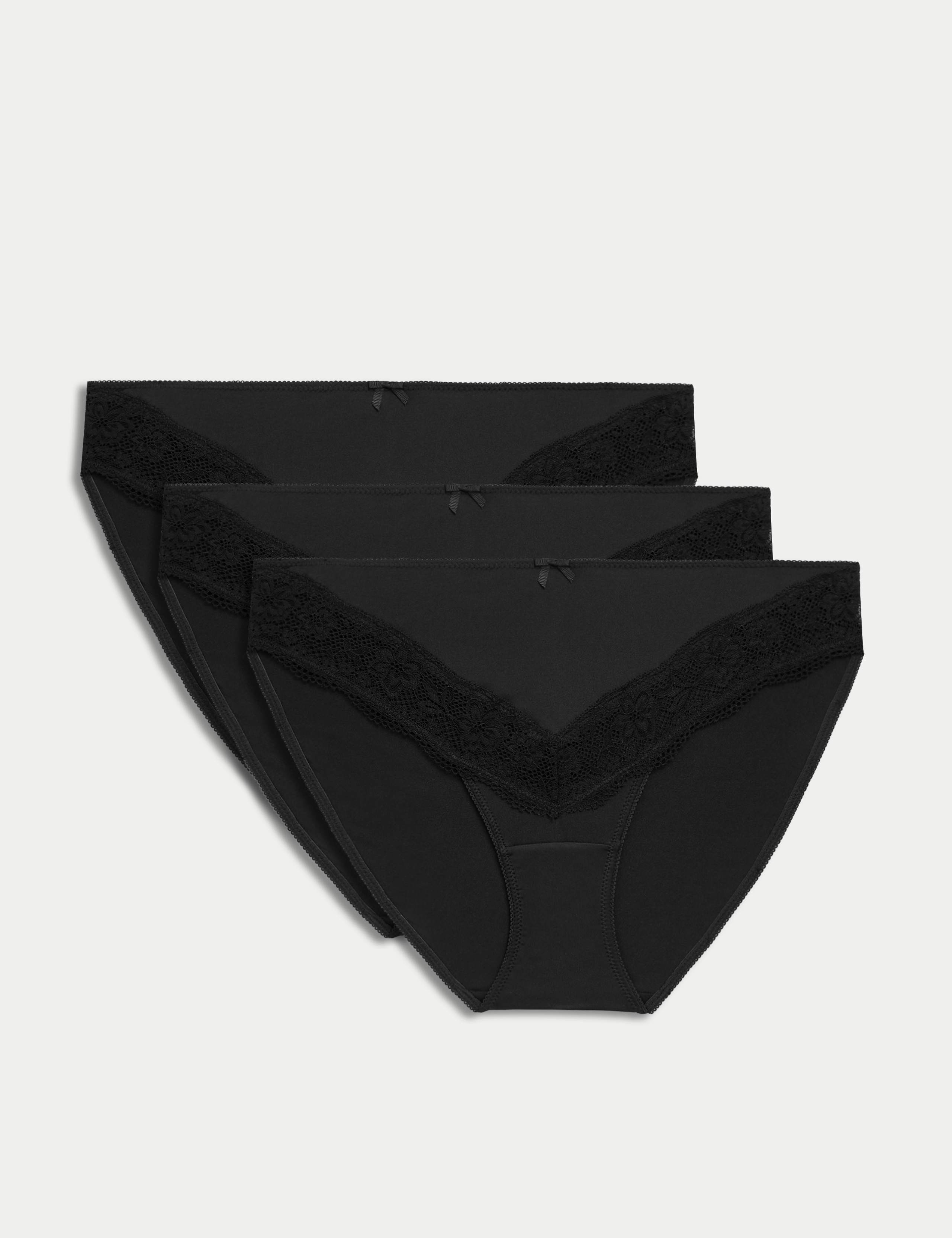 3pk Lace Trim High Leg Knickers