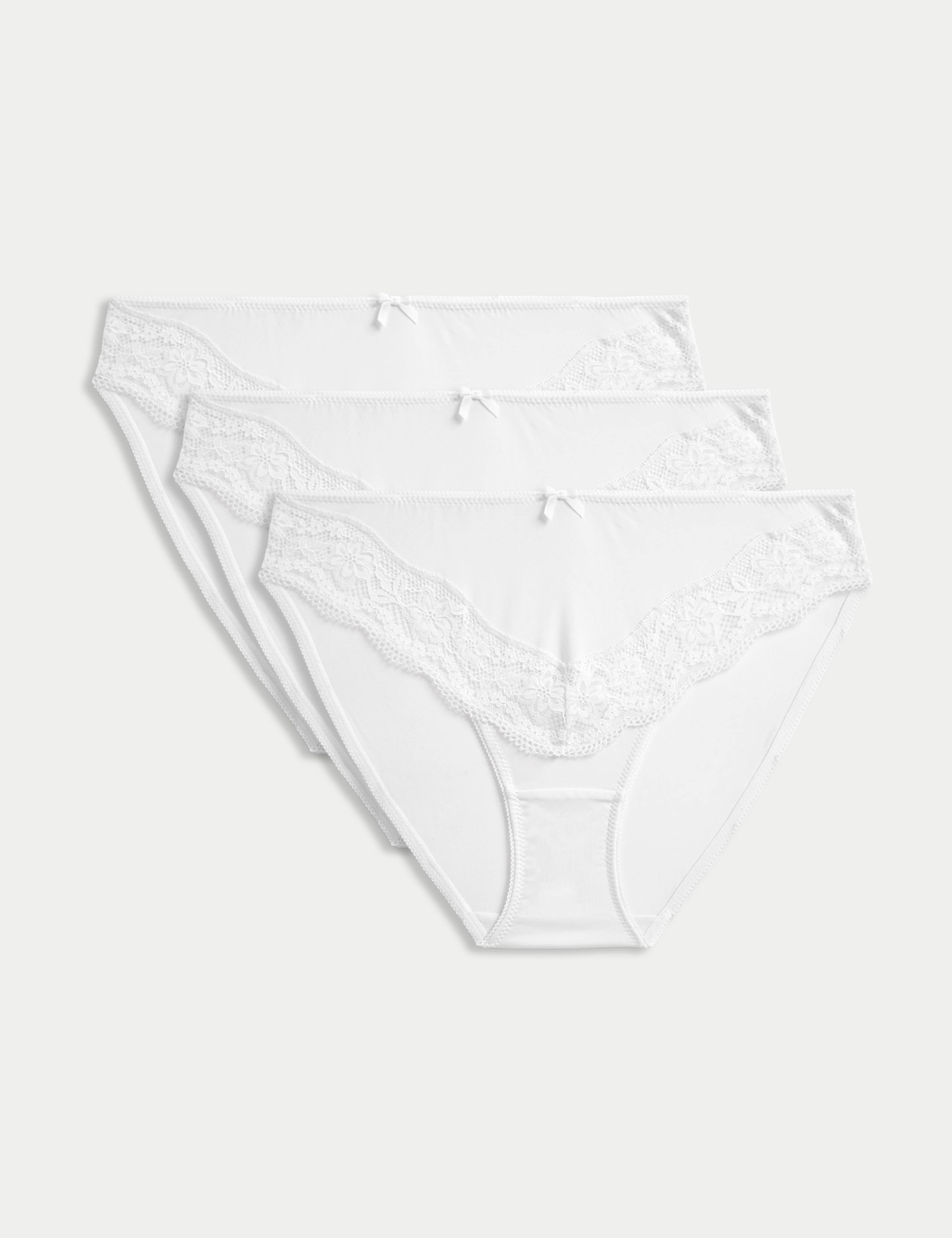 3pk Lace Trim High Leg Knickers
