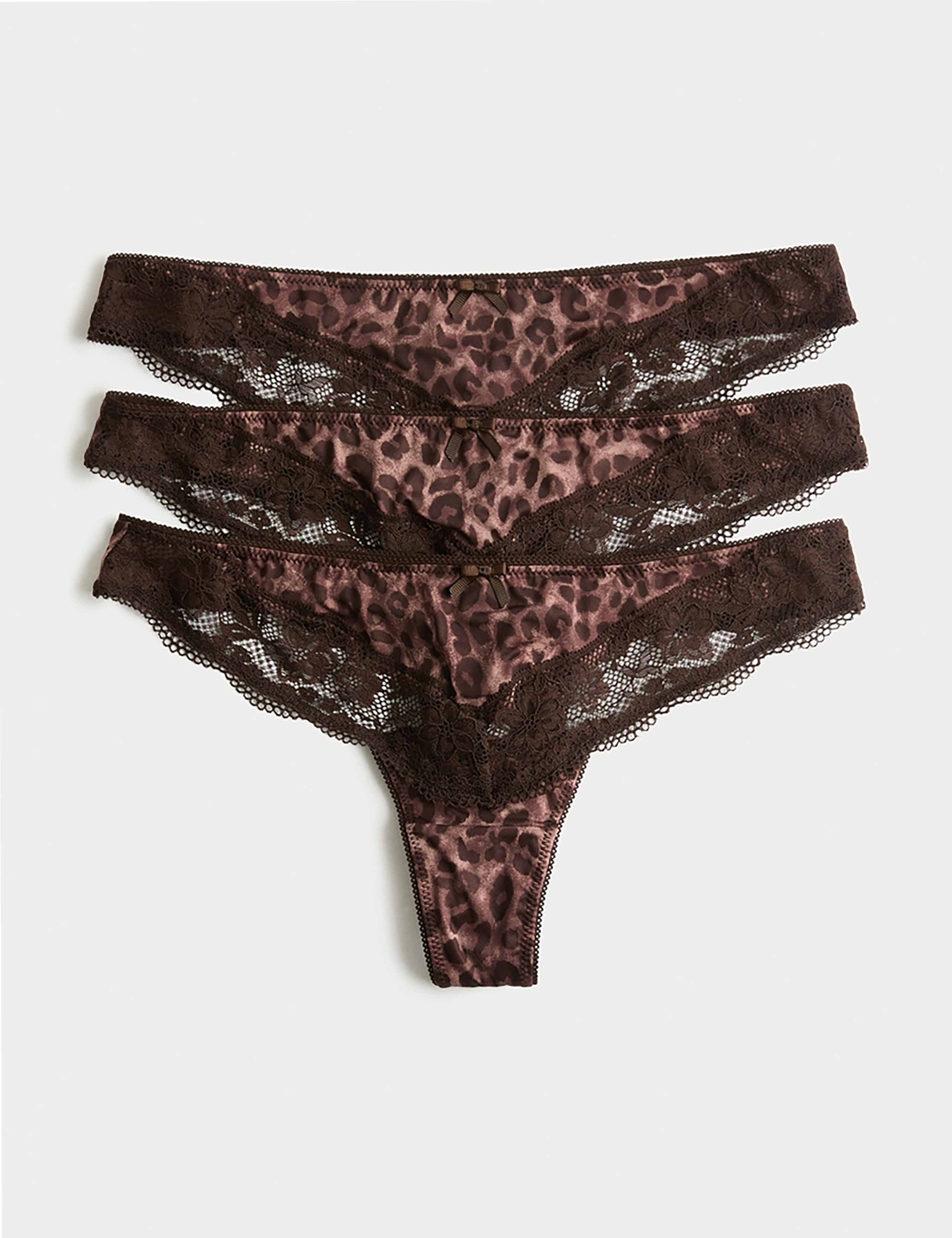 3pk Lace Trim Thongs