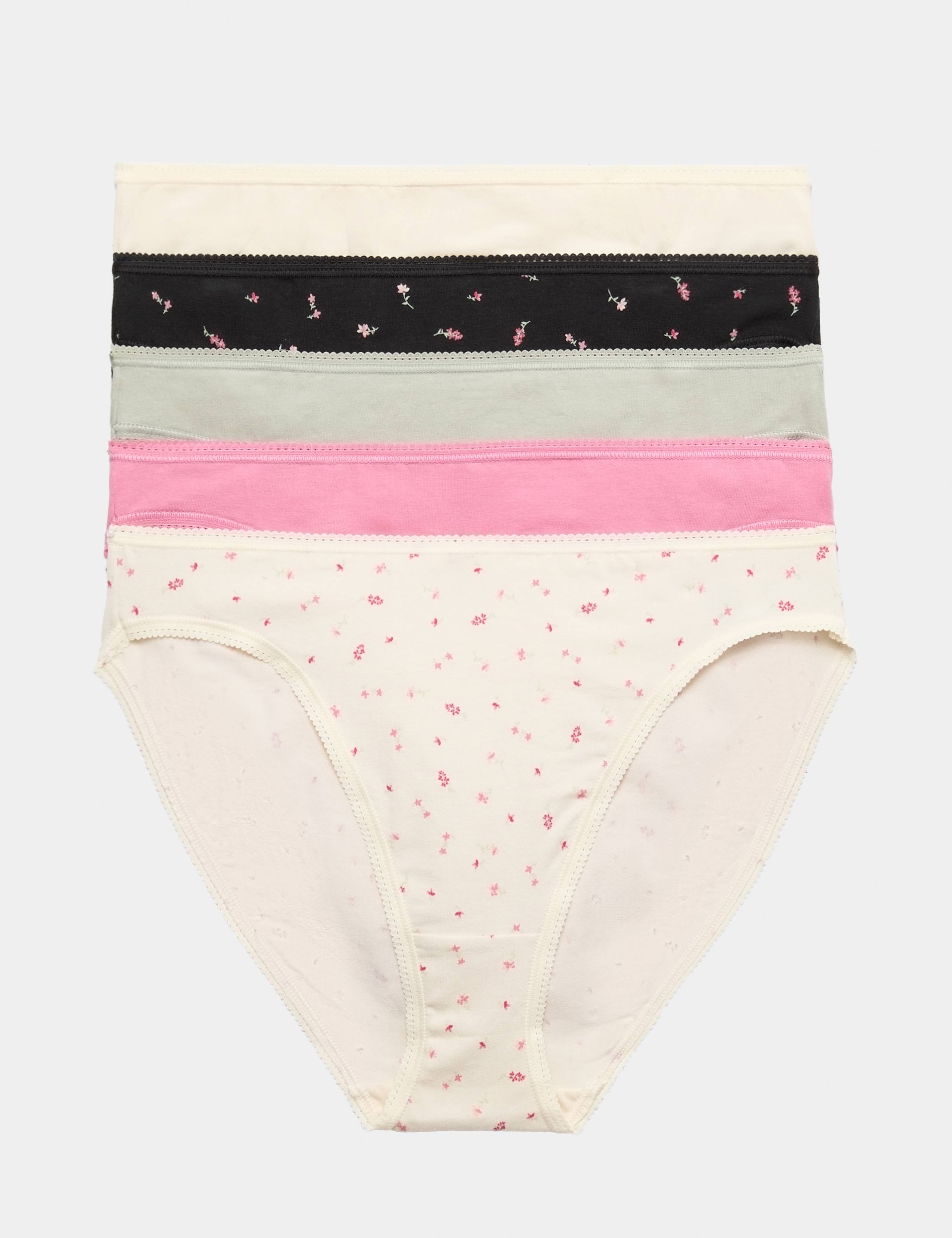 5pk Cotton Rich Lycra® High Leg Knickers