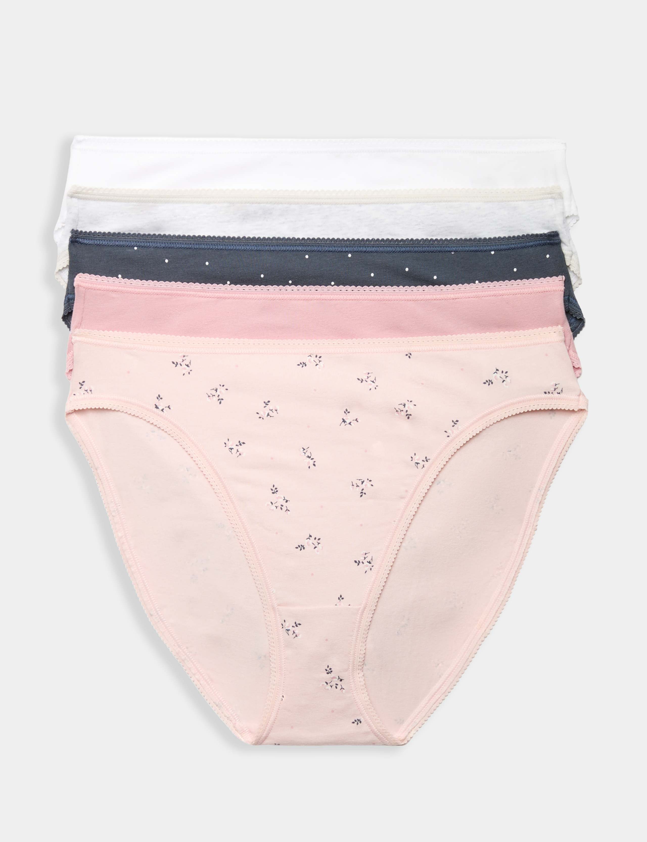 5pk Cotton Rich Lycra® High Leg Knickers