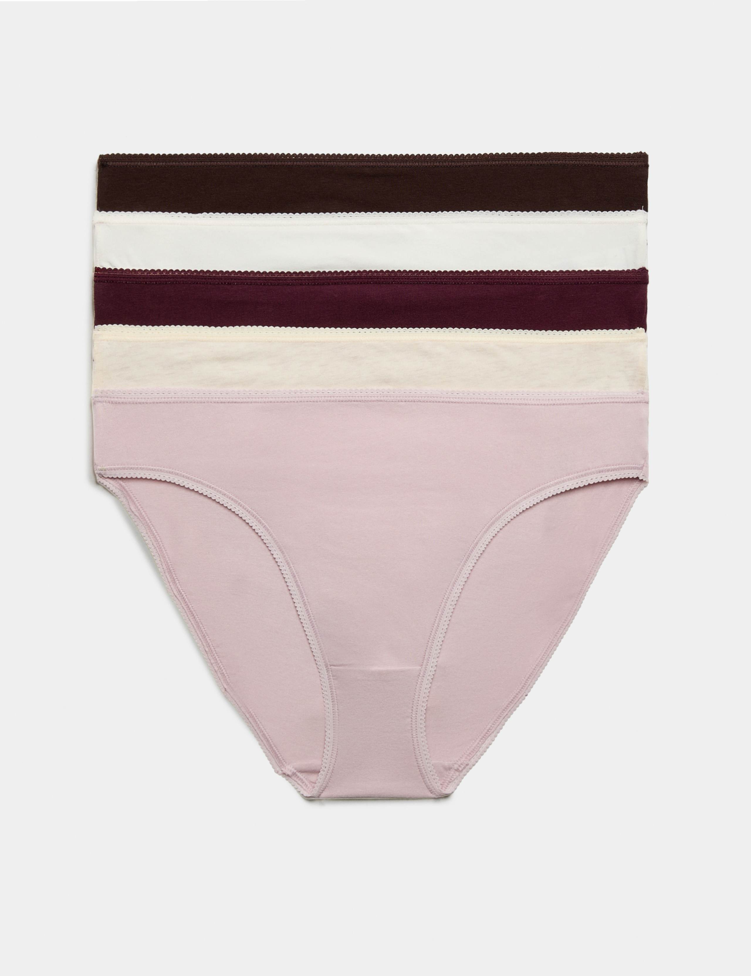 5pk Cotton Rich Lycra® High Leg Knickers