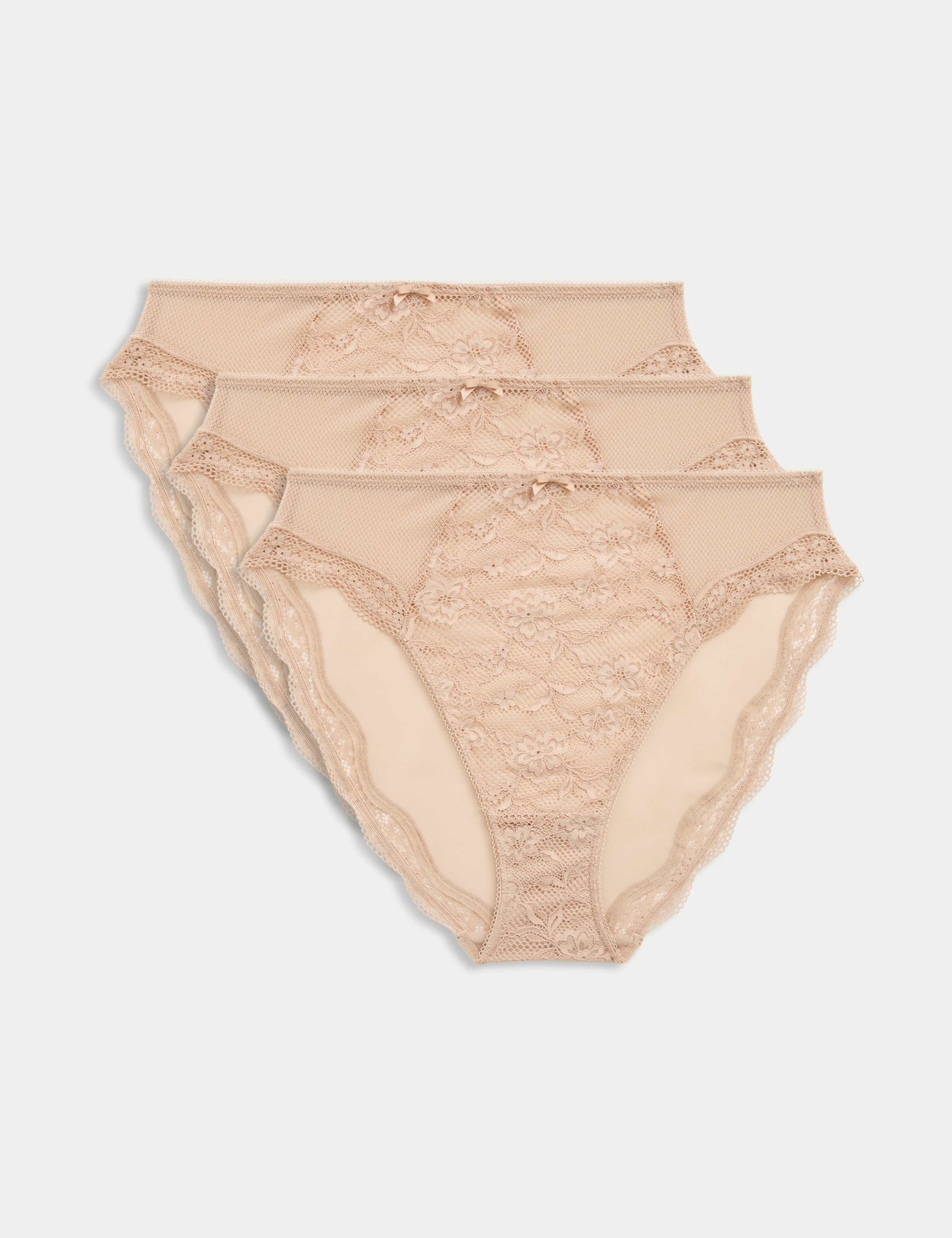 3pk Jasmine Lace High Waisted High Leg Knickers