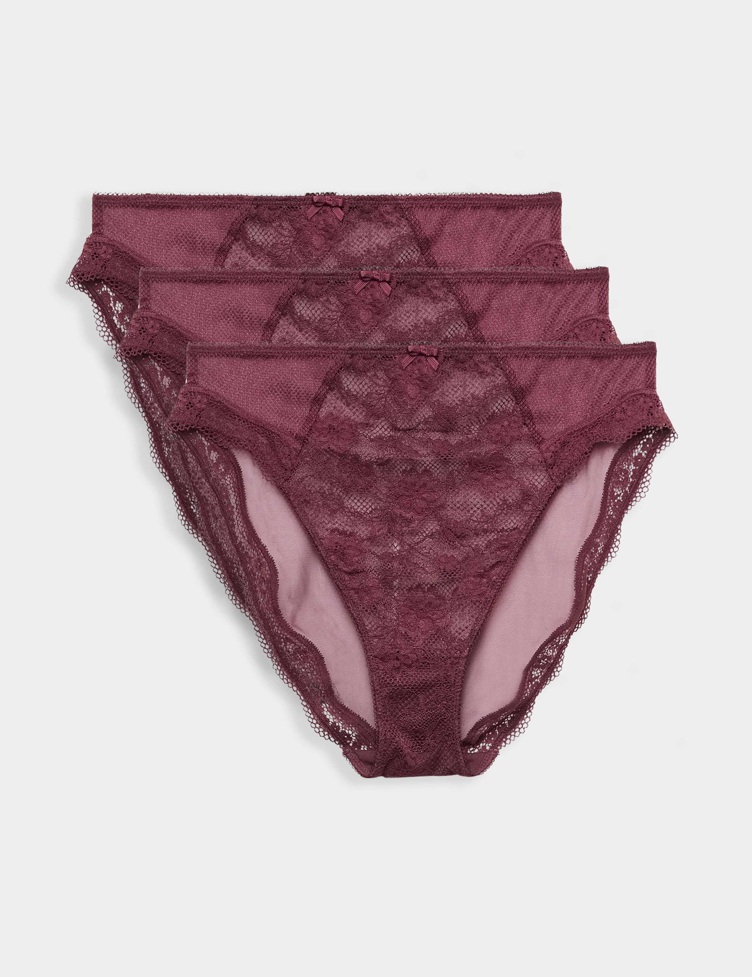 3pk Jasmine Lace High Waisted High Leg Knickers