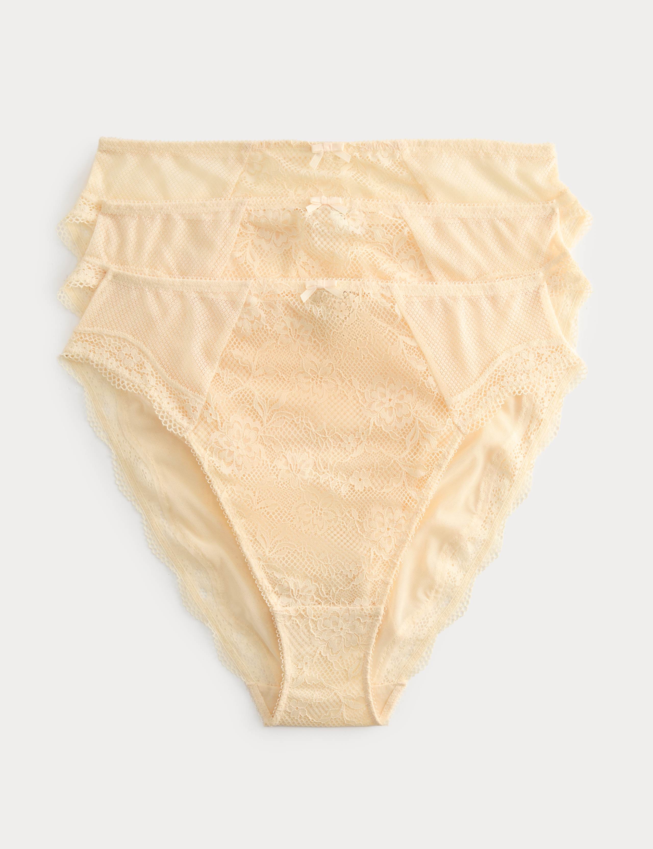 3pk Jasmine Lace High Waisted High Leg Knickers