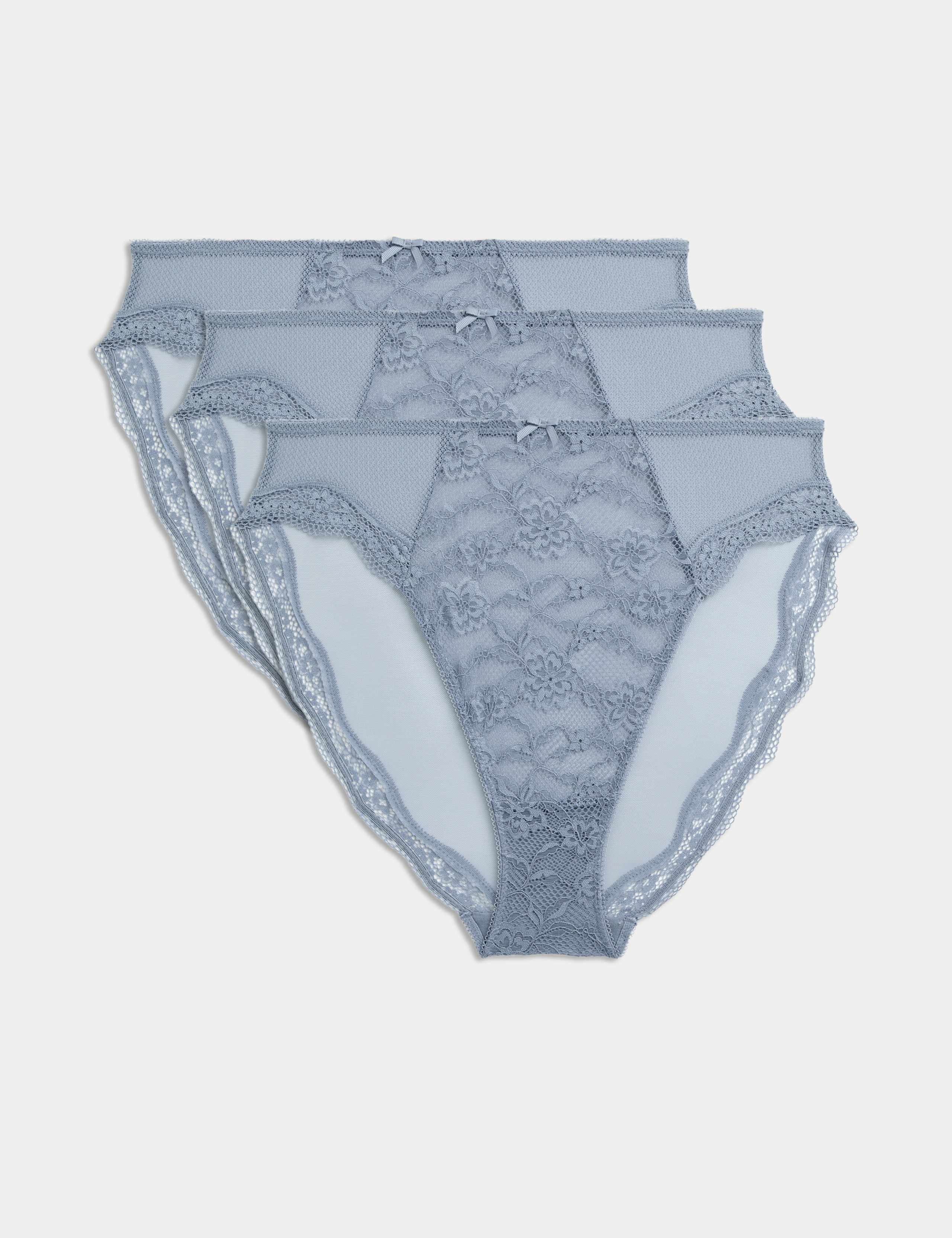 3pk Jasmine Lace High Waisted High Leg Knickers