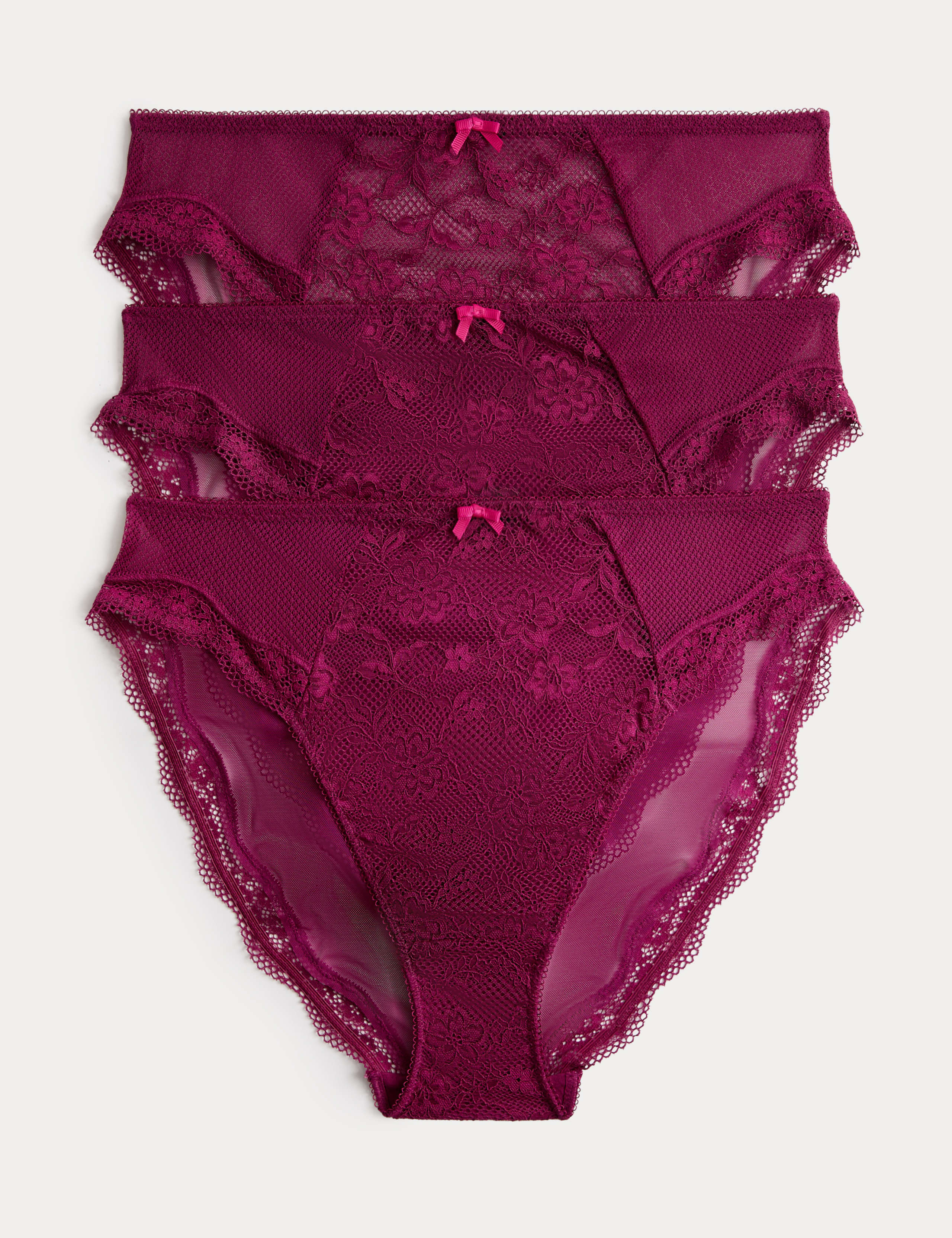 3pk Jasmine Lace High Waisted High Leg Knickers
