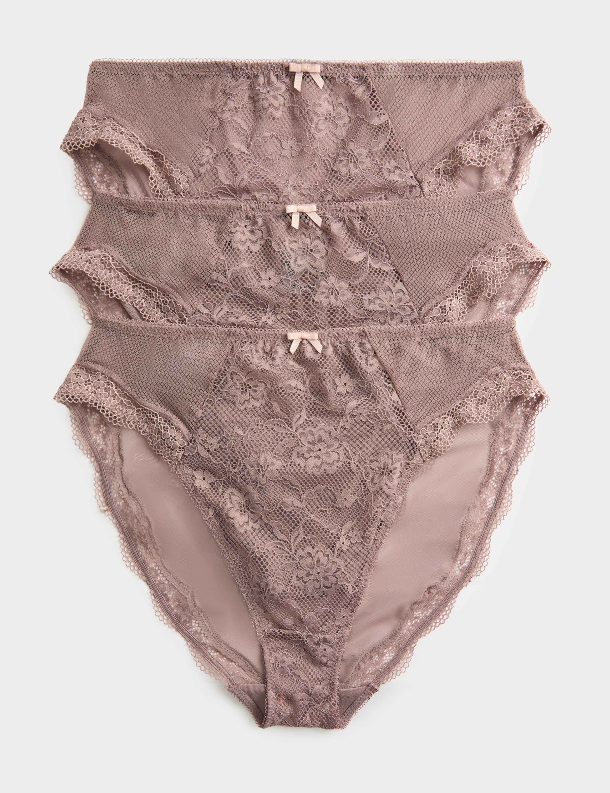 3pk Jasmine Lace High Waisted High Leg Knickers