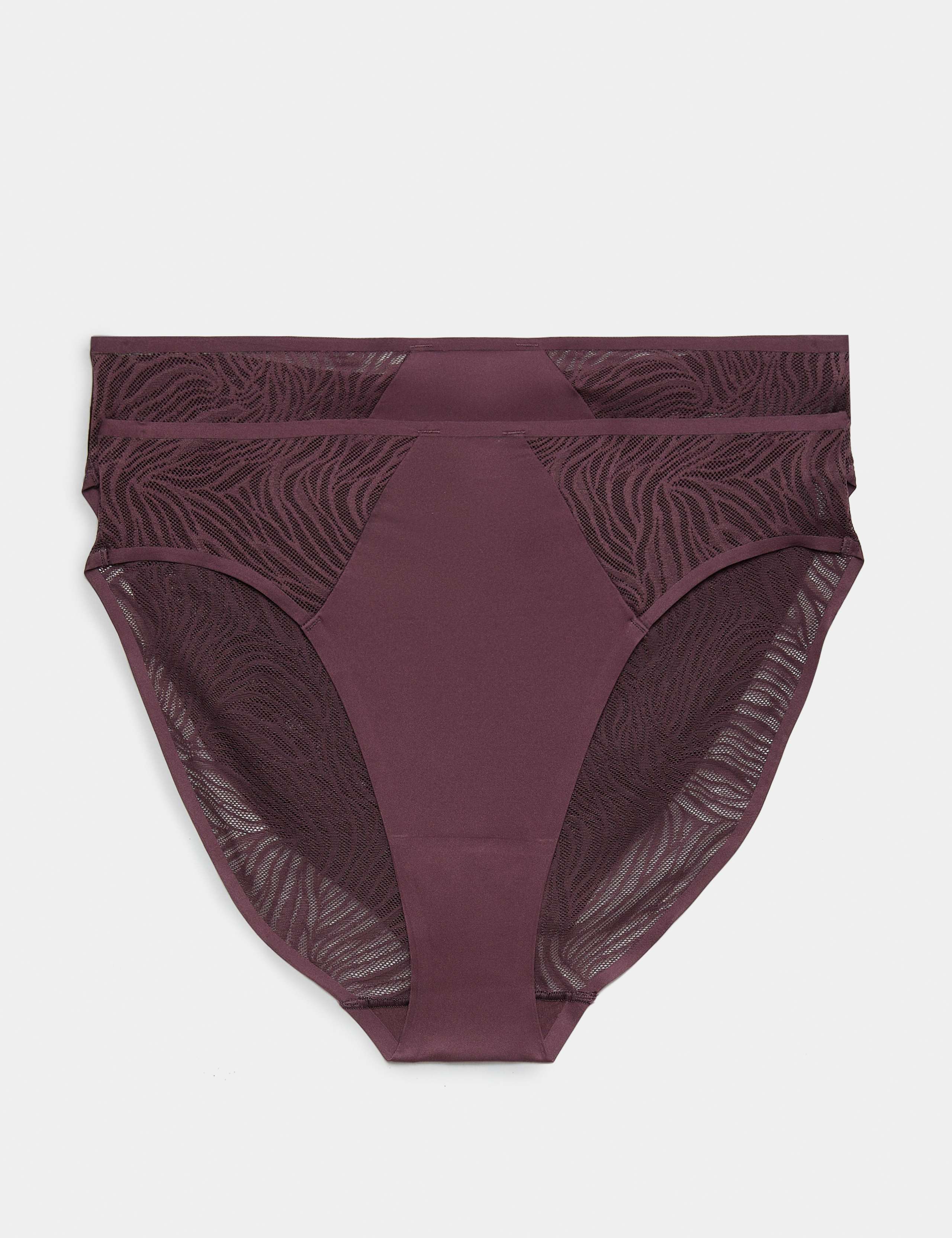 2 Pack Body Lace High Leg Knickers