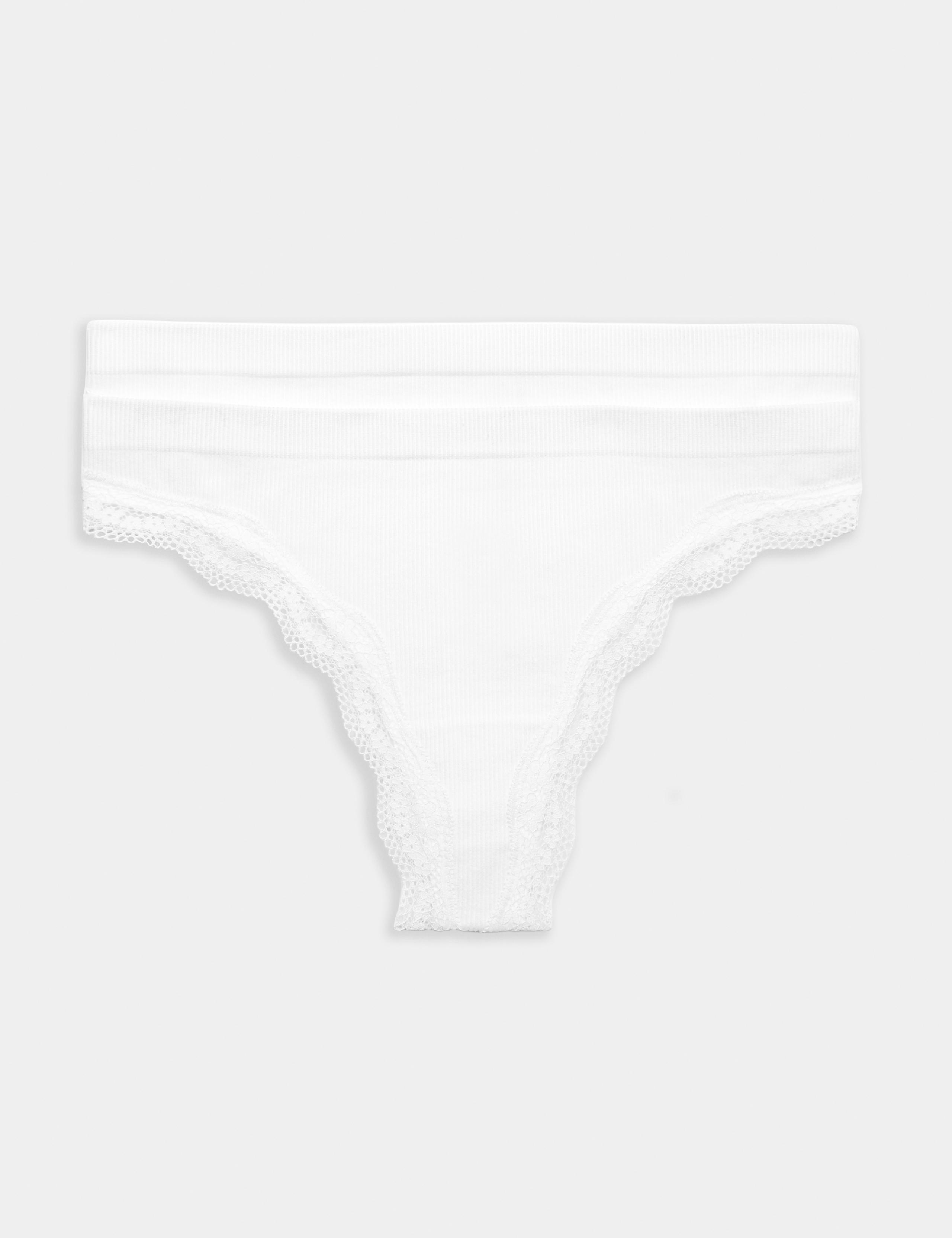2 Pack Jasmine Lace Trim Seamless Thongs