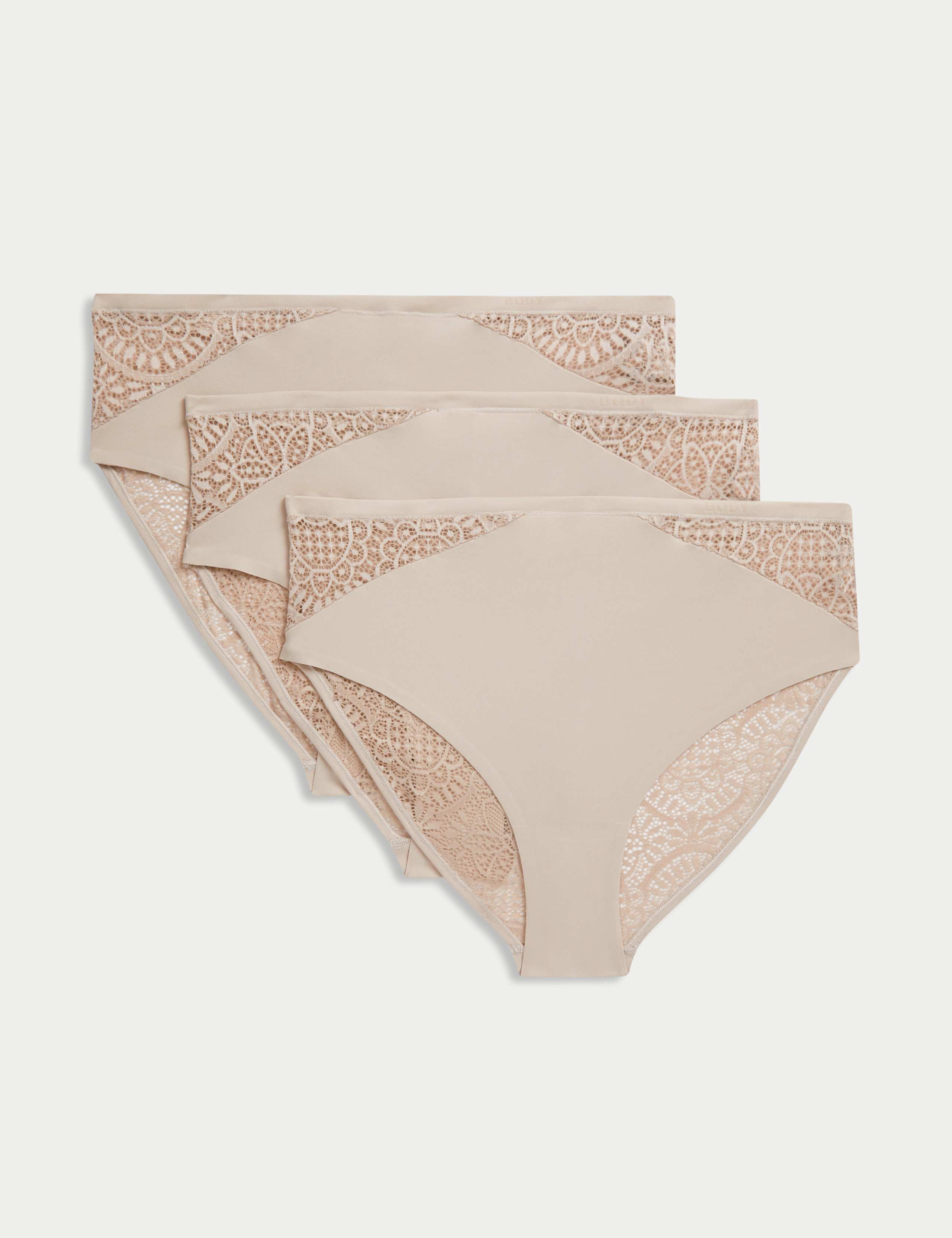 3pk Body Soft™ High Waisted Brazilian Knickers
