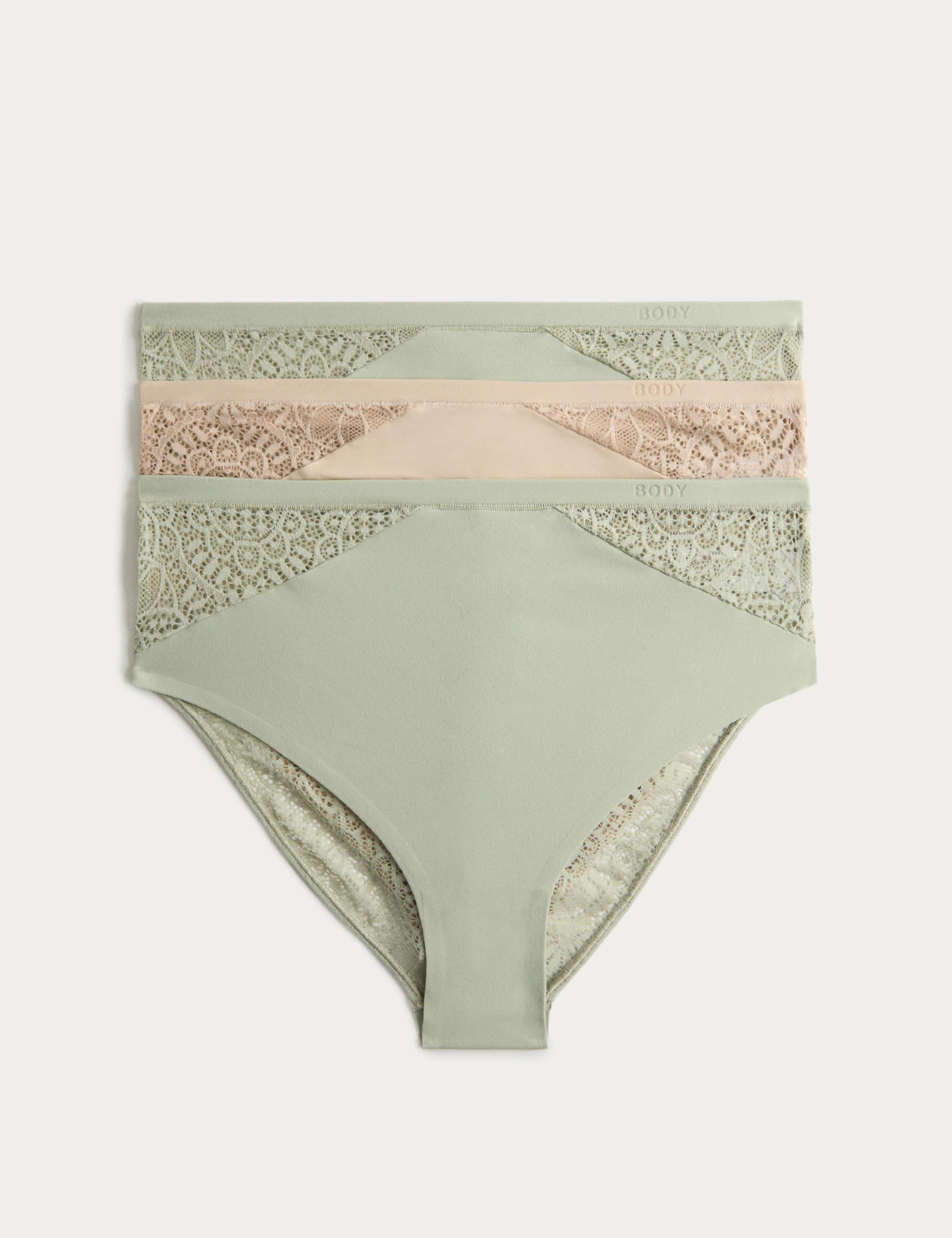 3pk Body Soft™ High Waisted Brazilian Knickers