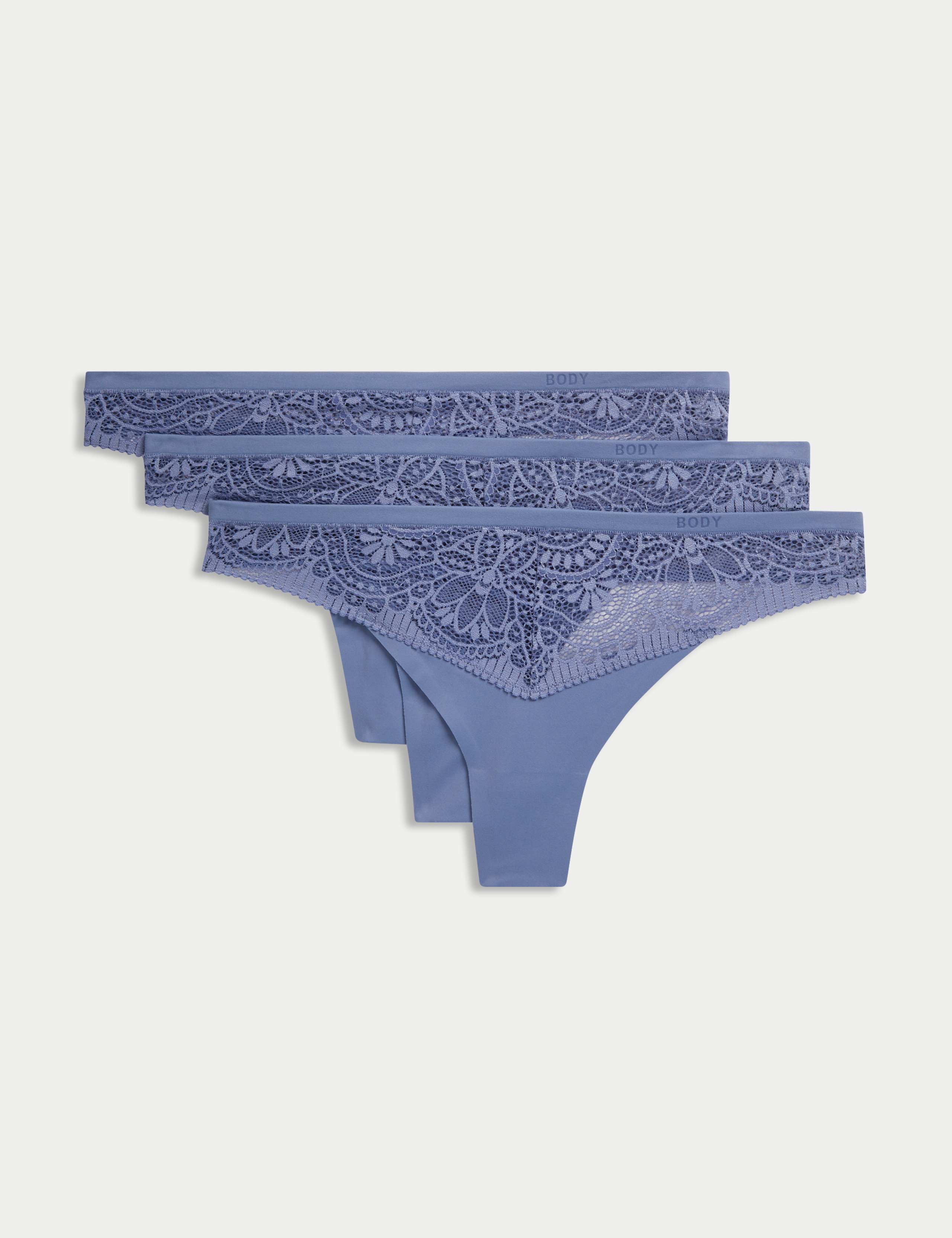 3pk Body Soft™ Lace Thongs