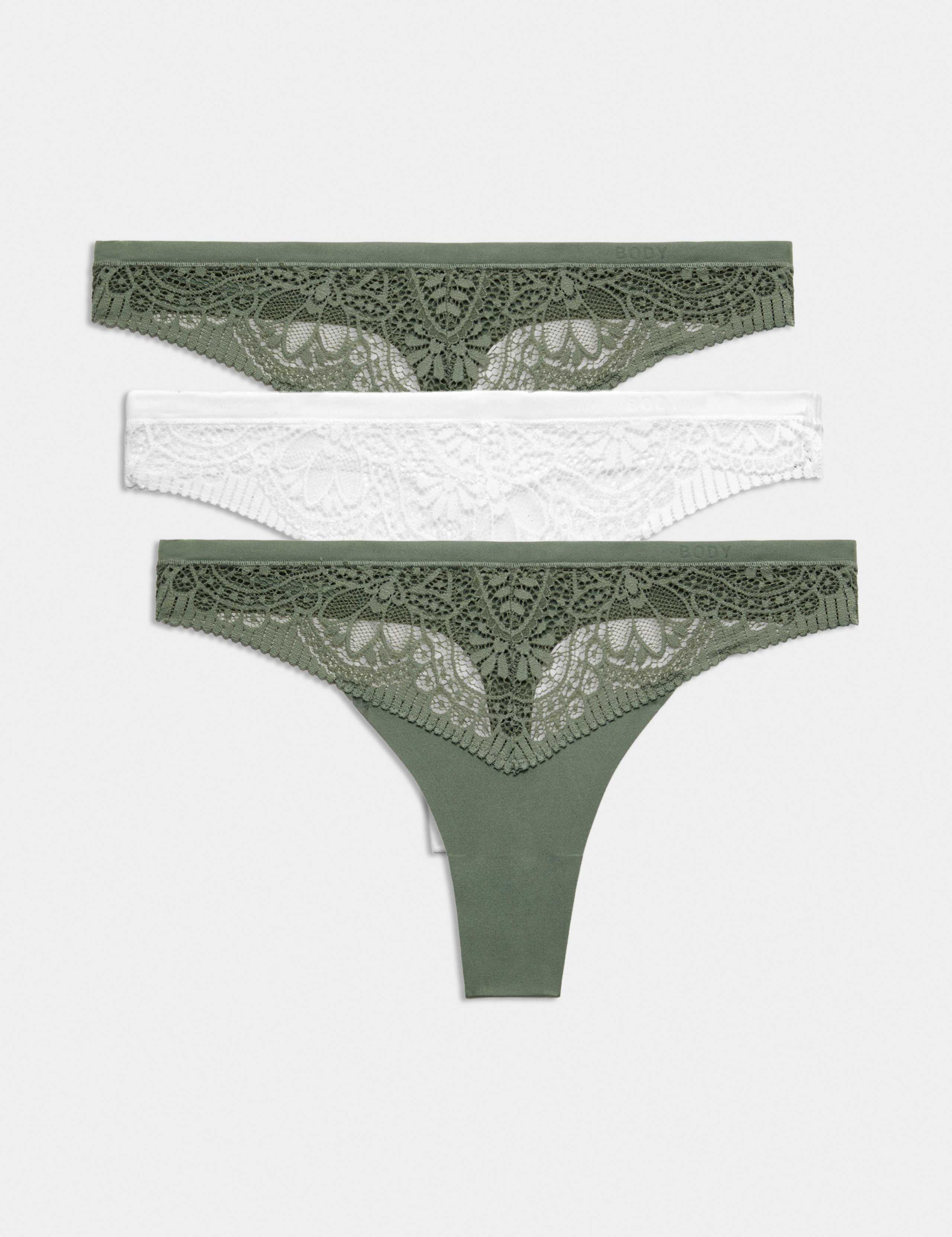 3pk Body Soft™ Lace Thongs
