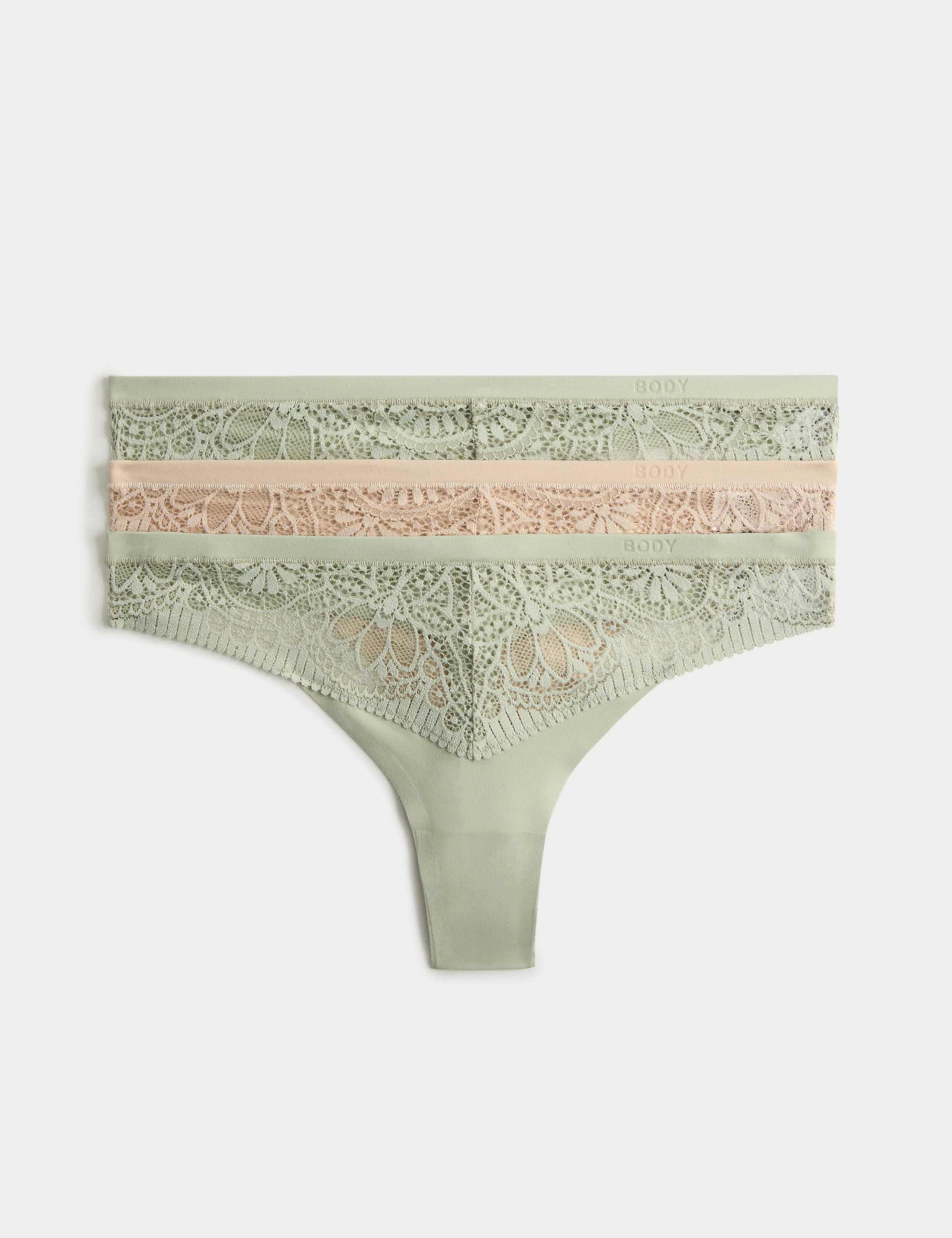 3pk Body Soft™ Lace Thongs