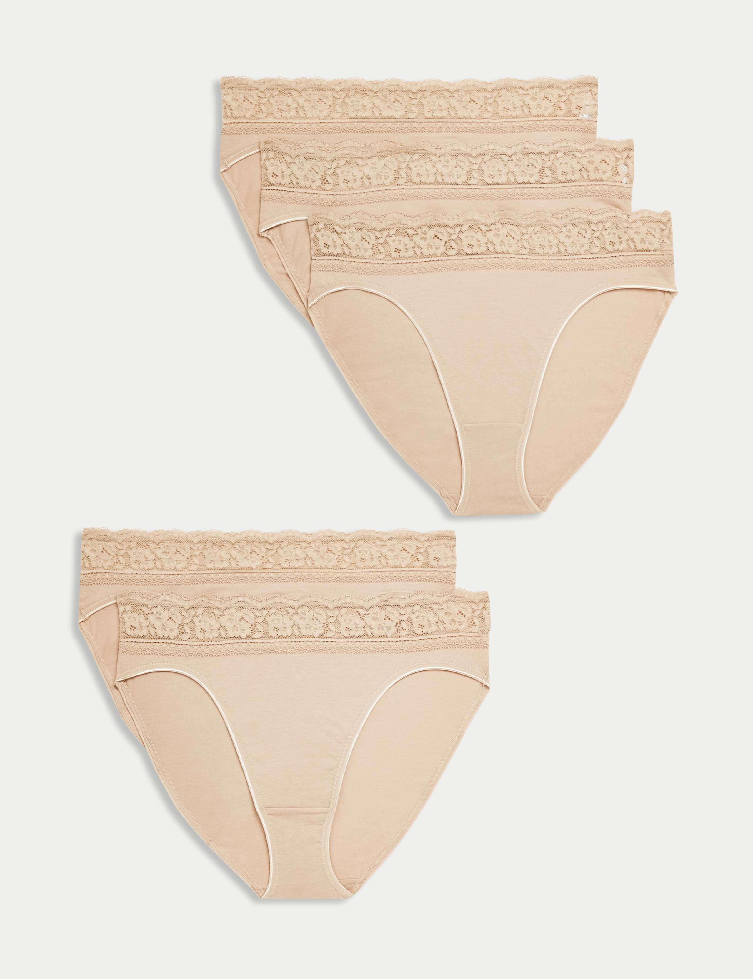 5pk Cotton Lycra® & Lace Knickers