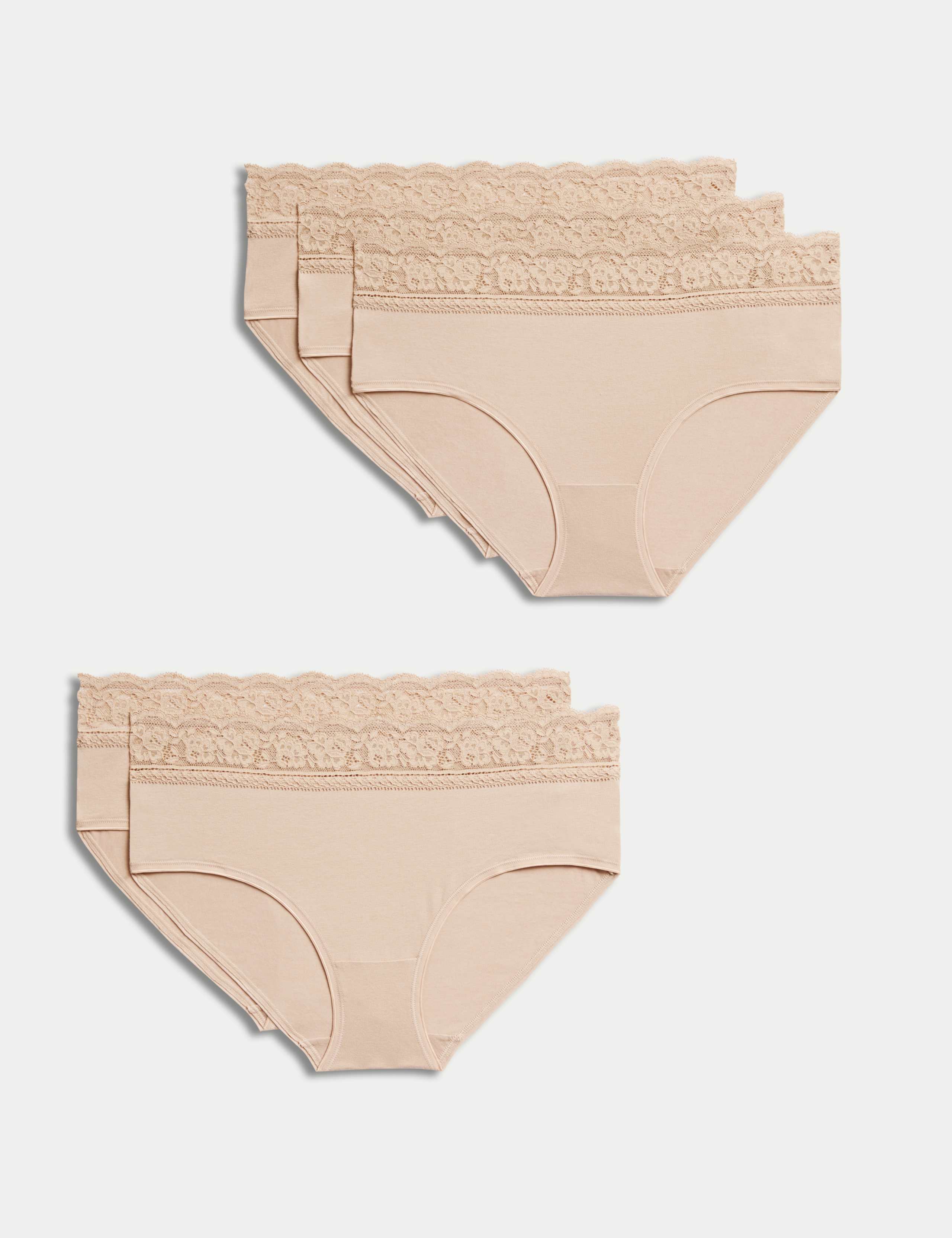 5pk Cotton Lycra® & Lace High Rise Shorts