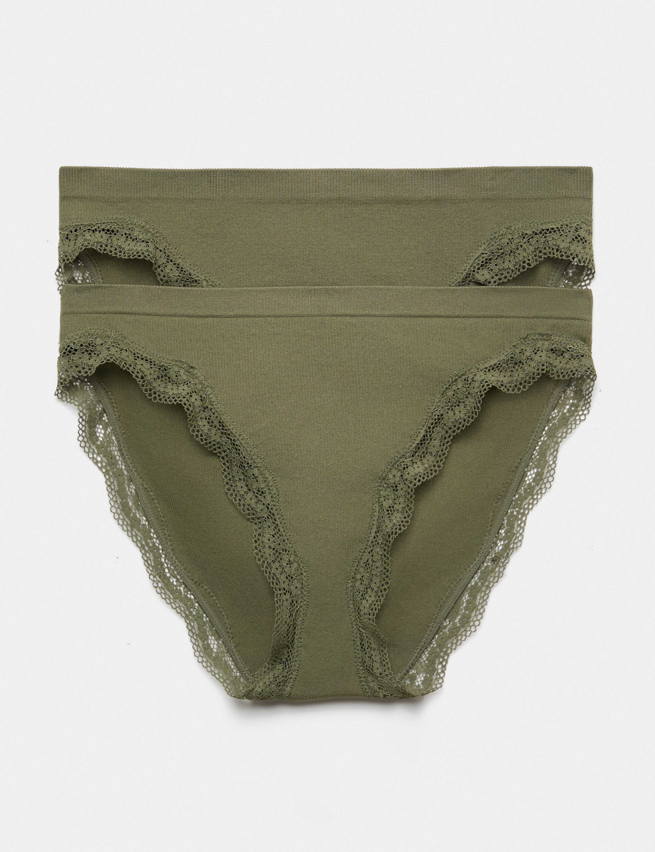 2 Pack Jasmine Lace Seamless High Leg Knickers