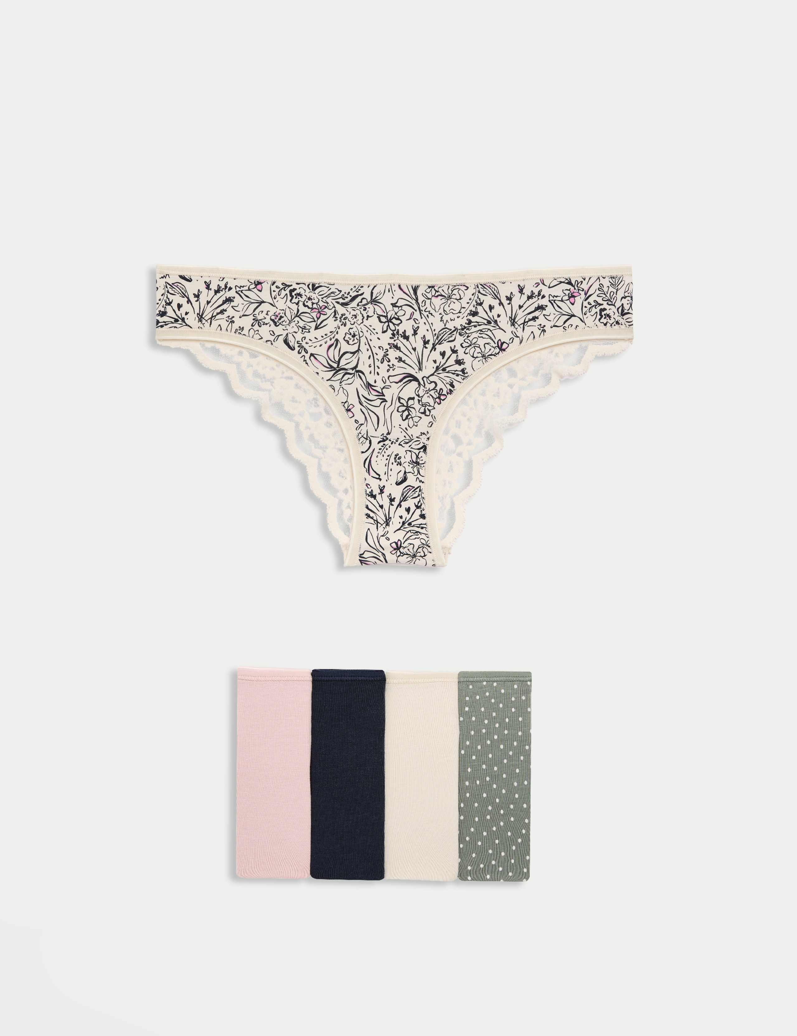 5pk Cotton Rich Printed Brazilian Knickers
