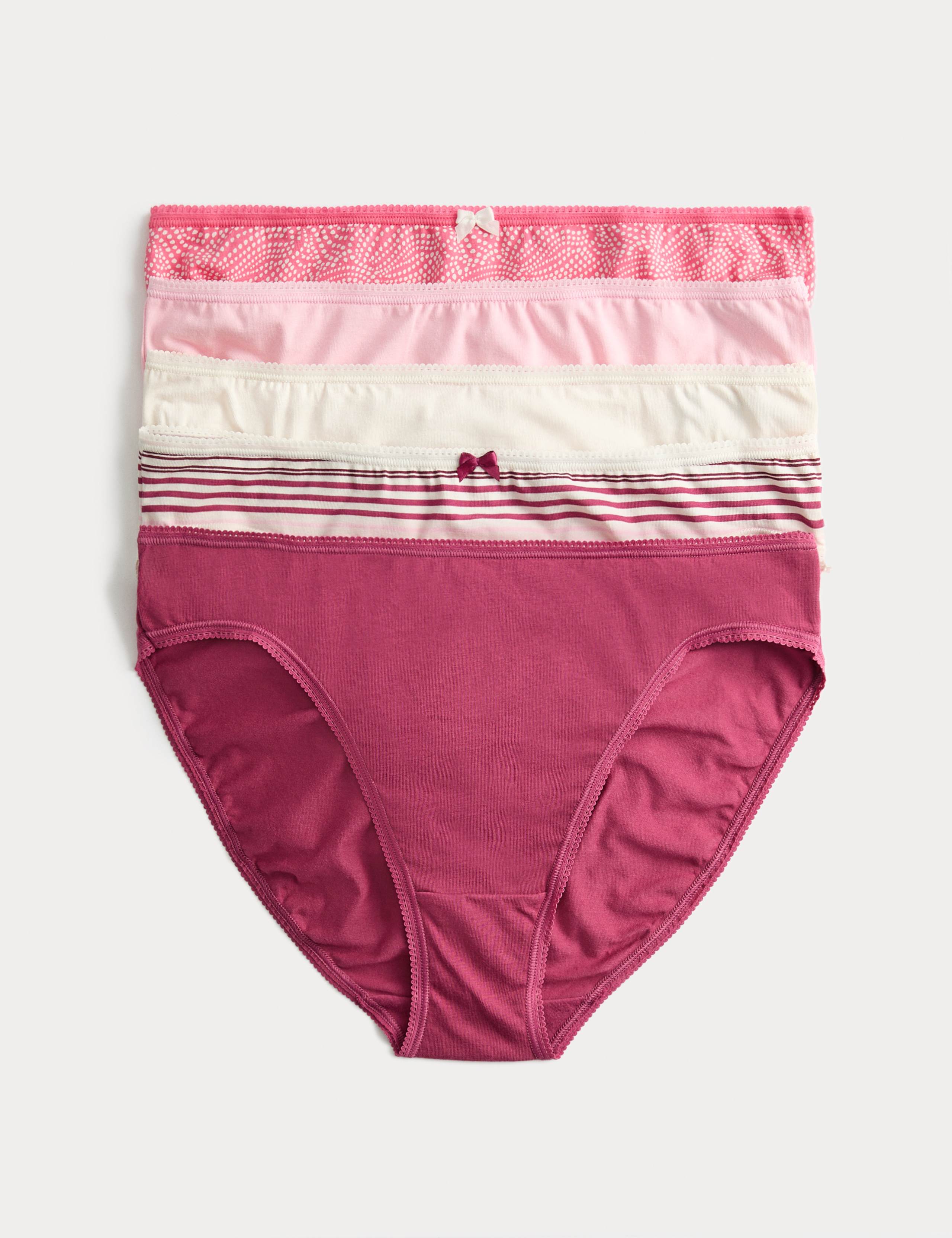 5pk Cotton Lycra™ High Leg Knickers