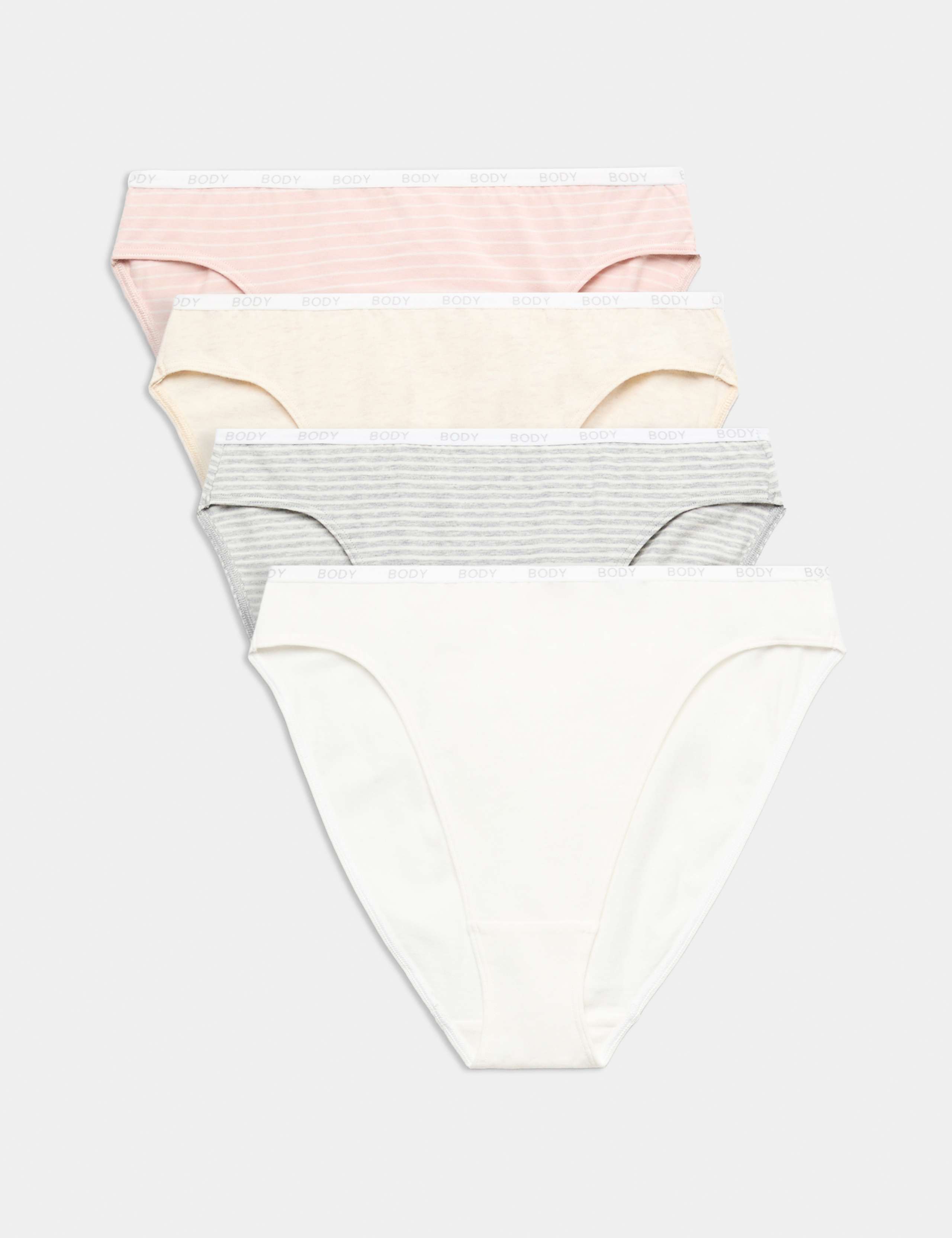 4pk Cotton Rich High Leg Knickers