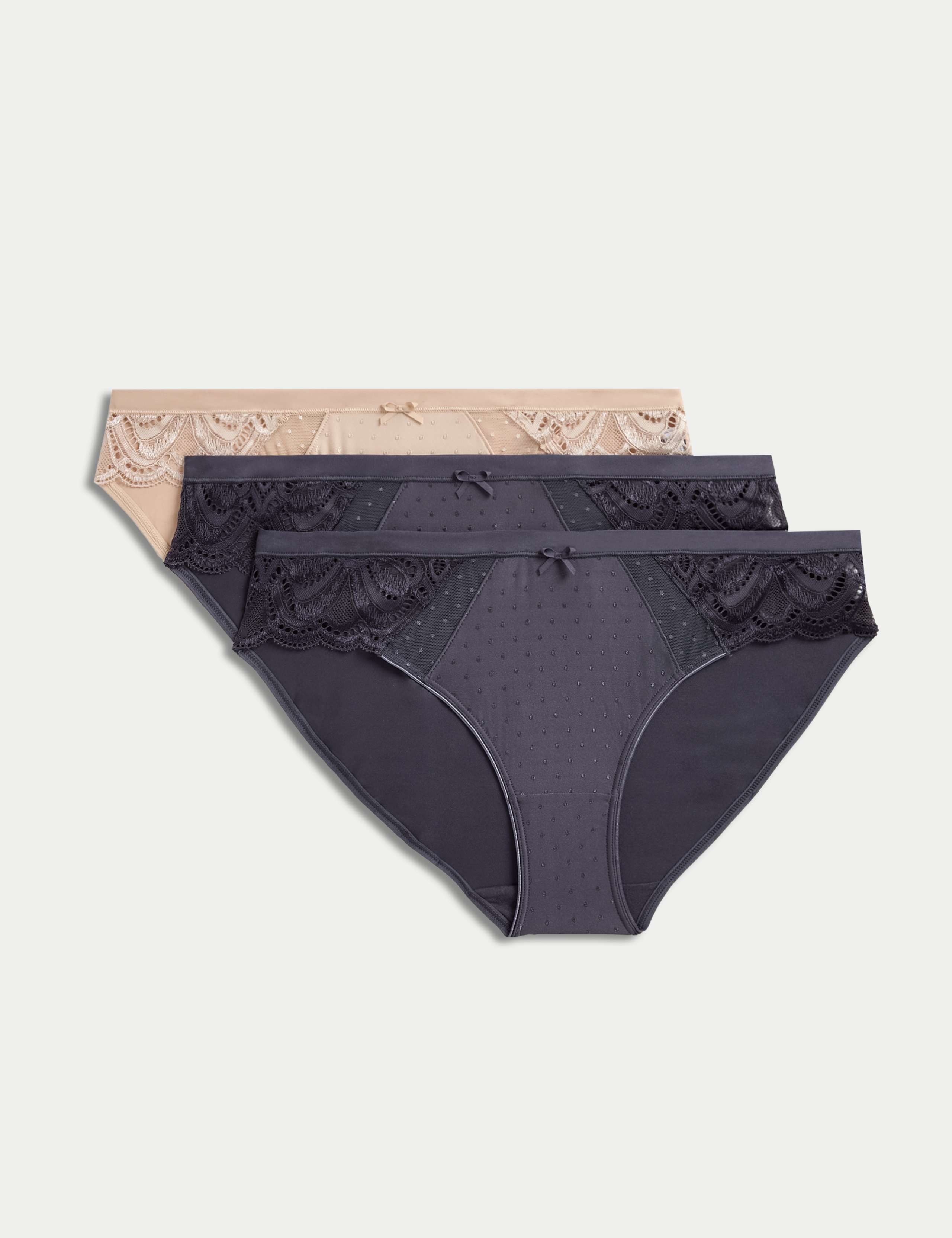 3pk Amelia Lace Bikini Knickers