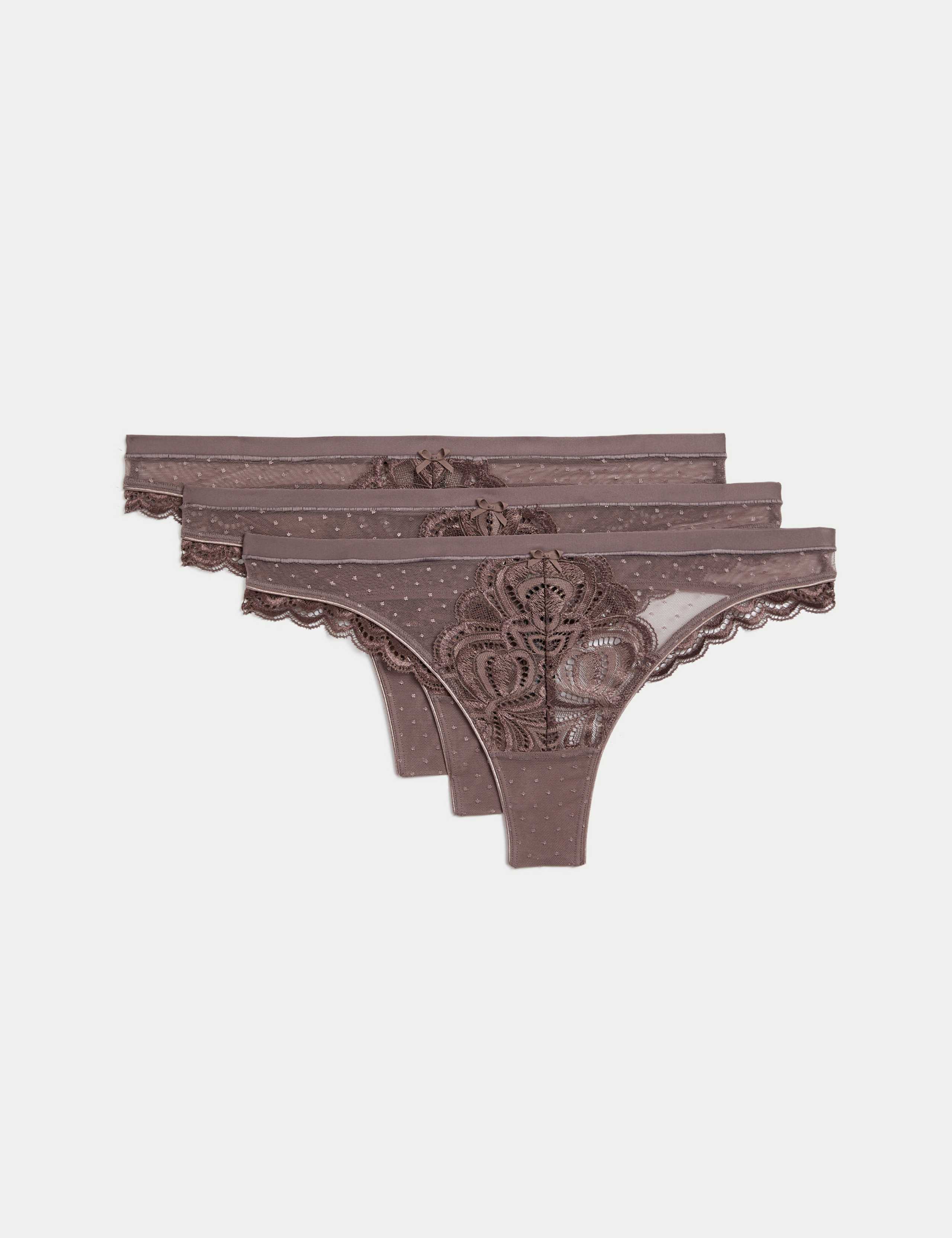 3pk Amelia Lace Thongs