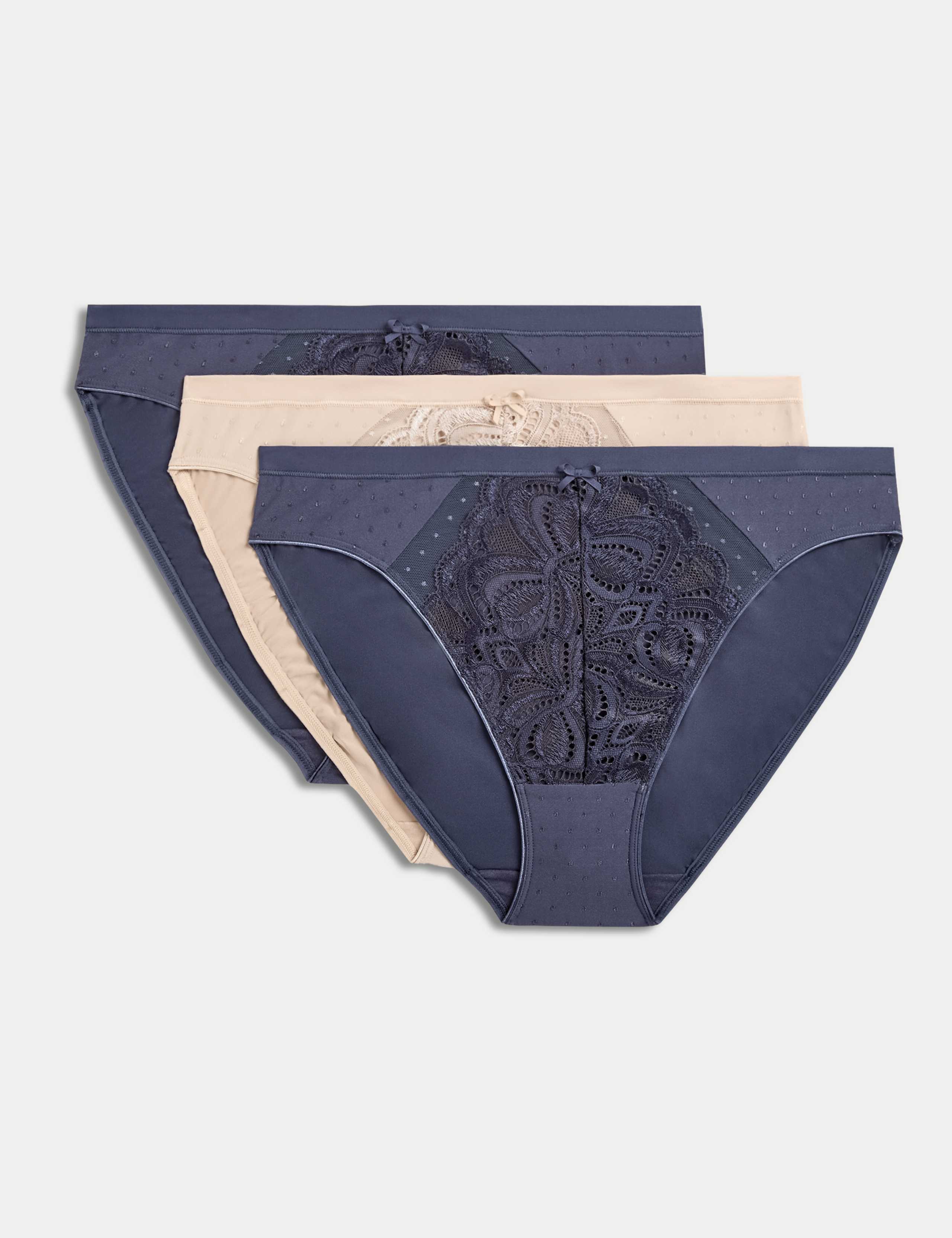 3pk Amelia Lace High Leg Knickers