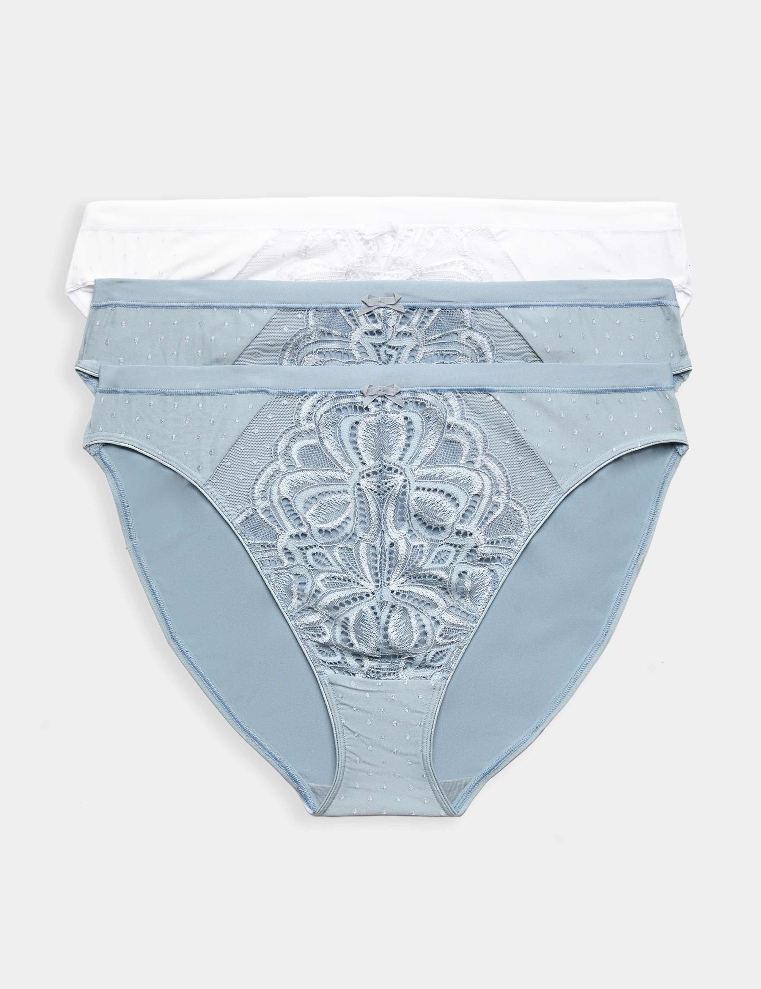 3pk Amelia Lace High Leg Knickers