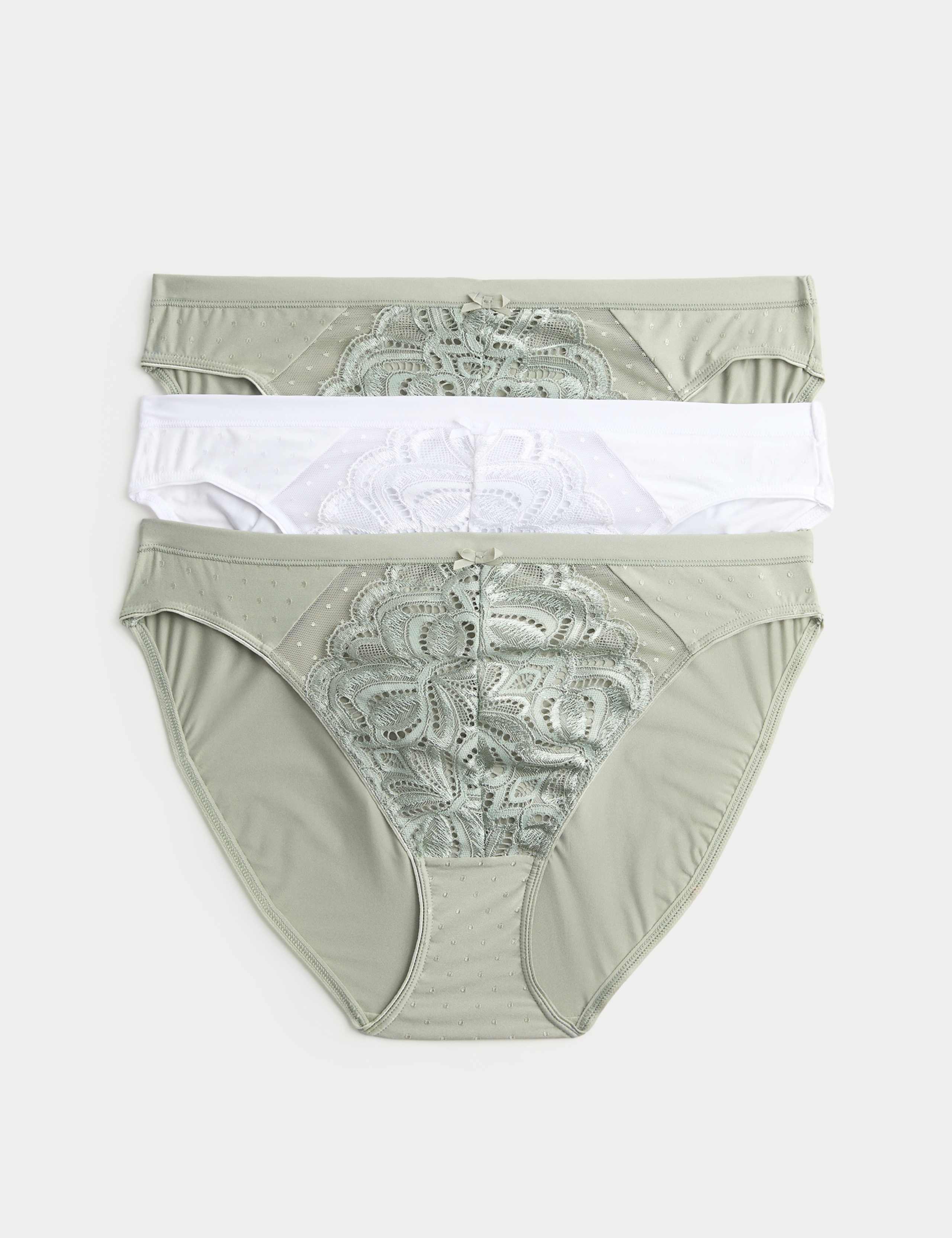 3pk Amelia Lace High Leg Knickers