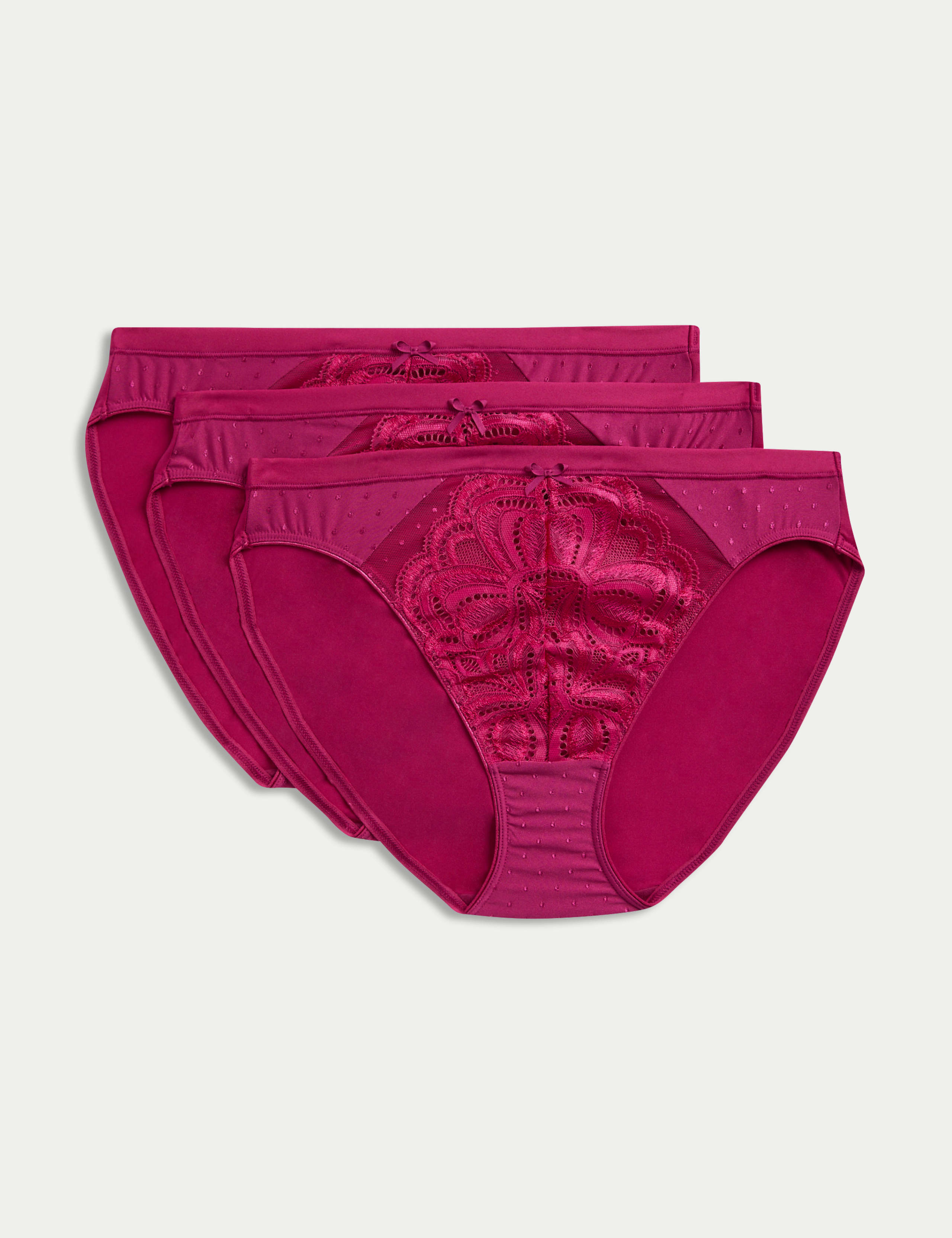 3pk Amelia Lace High Leg Knickers
