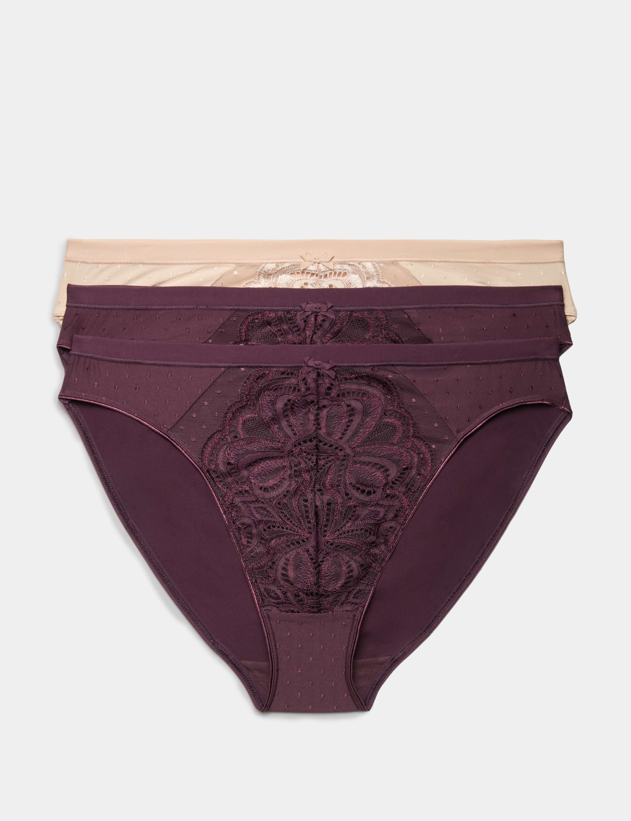 3pk Amelia Lace High Leg Knickers